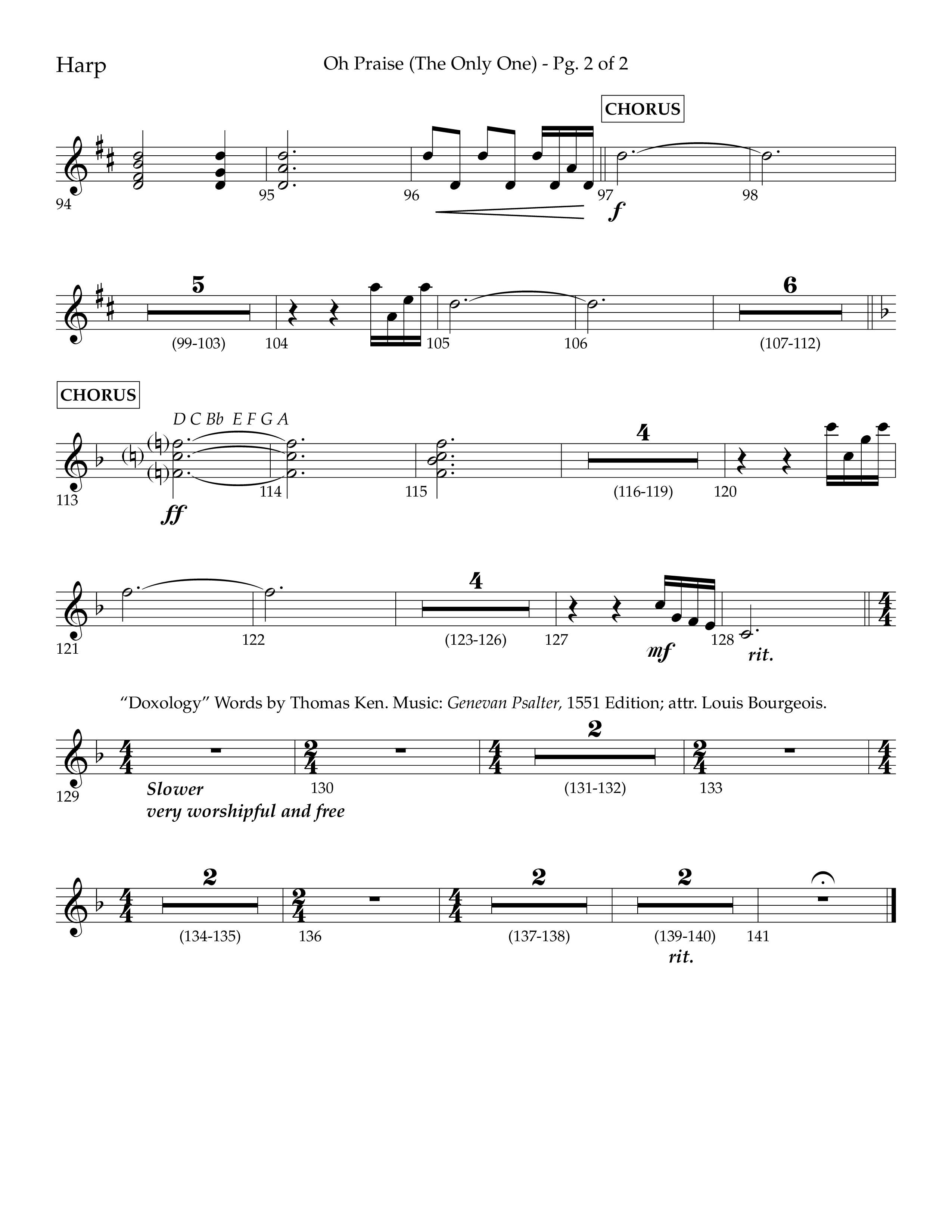 Oh Praise (The Only One) with Doxology (Choral Anthem SATB) Harp (Lifeway Choral / Arr. John Bolin / Orch. Cliff Duren)