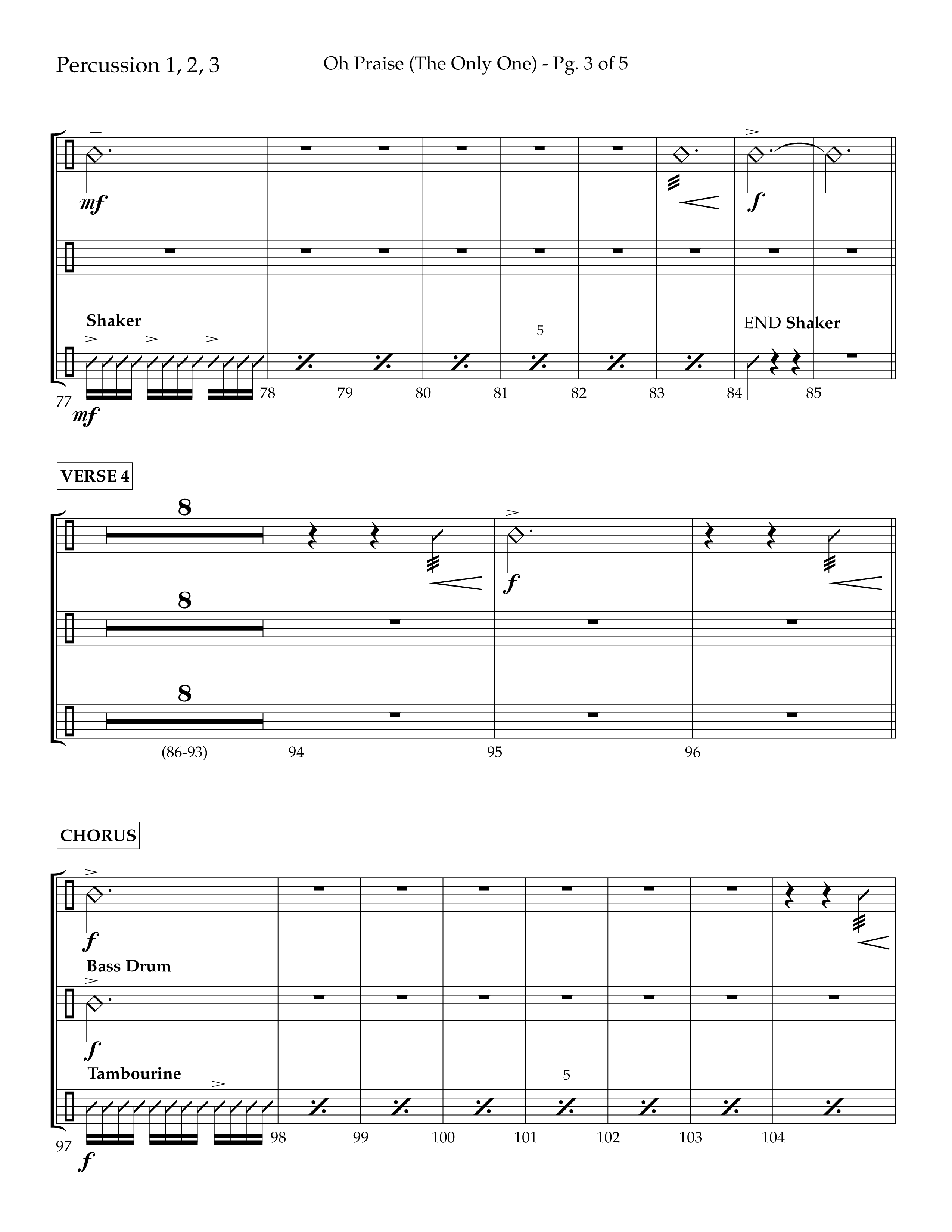 Oh Praise (The Only One) with Doxology (Choral Anthem SATB) Percussion 1/2 (Lifeway Choral / Arr. John Bolin / Orch. Cliff Duren)