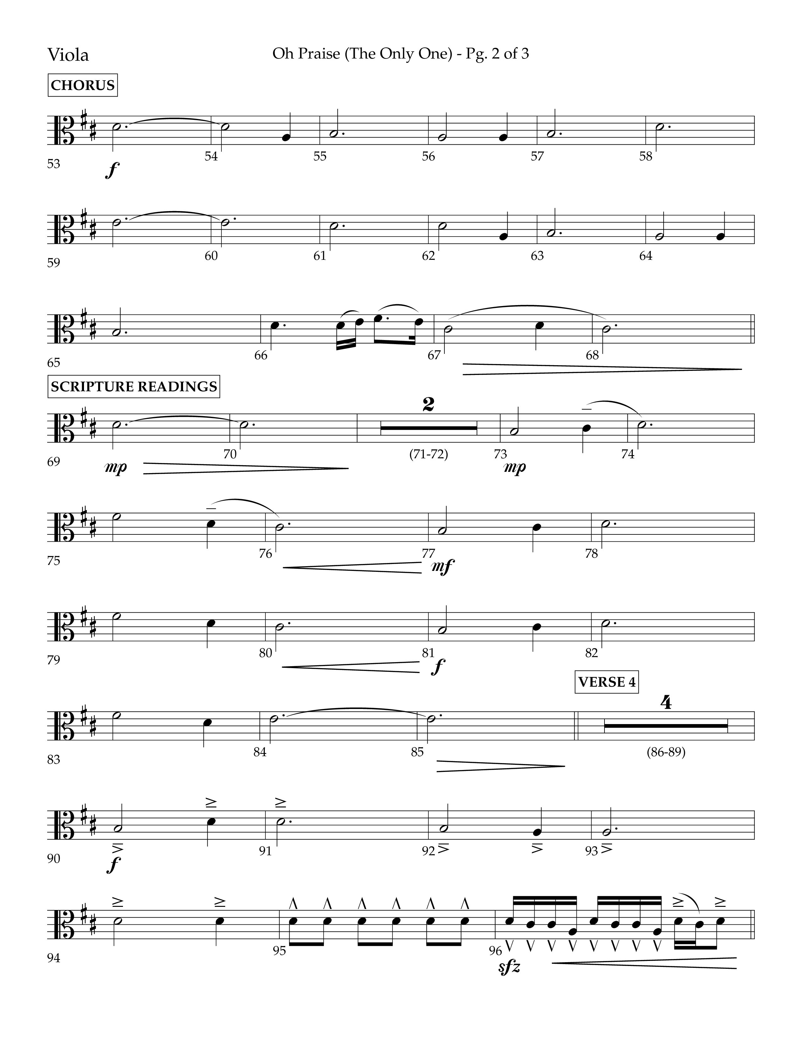 Oh Praise (The Only One) with Doxology (Choral Anthem SATB) Viola (Lifeway Choral / Arr. John Bolin / Orch. Cliff Duren)