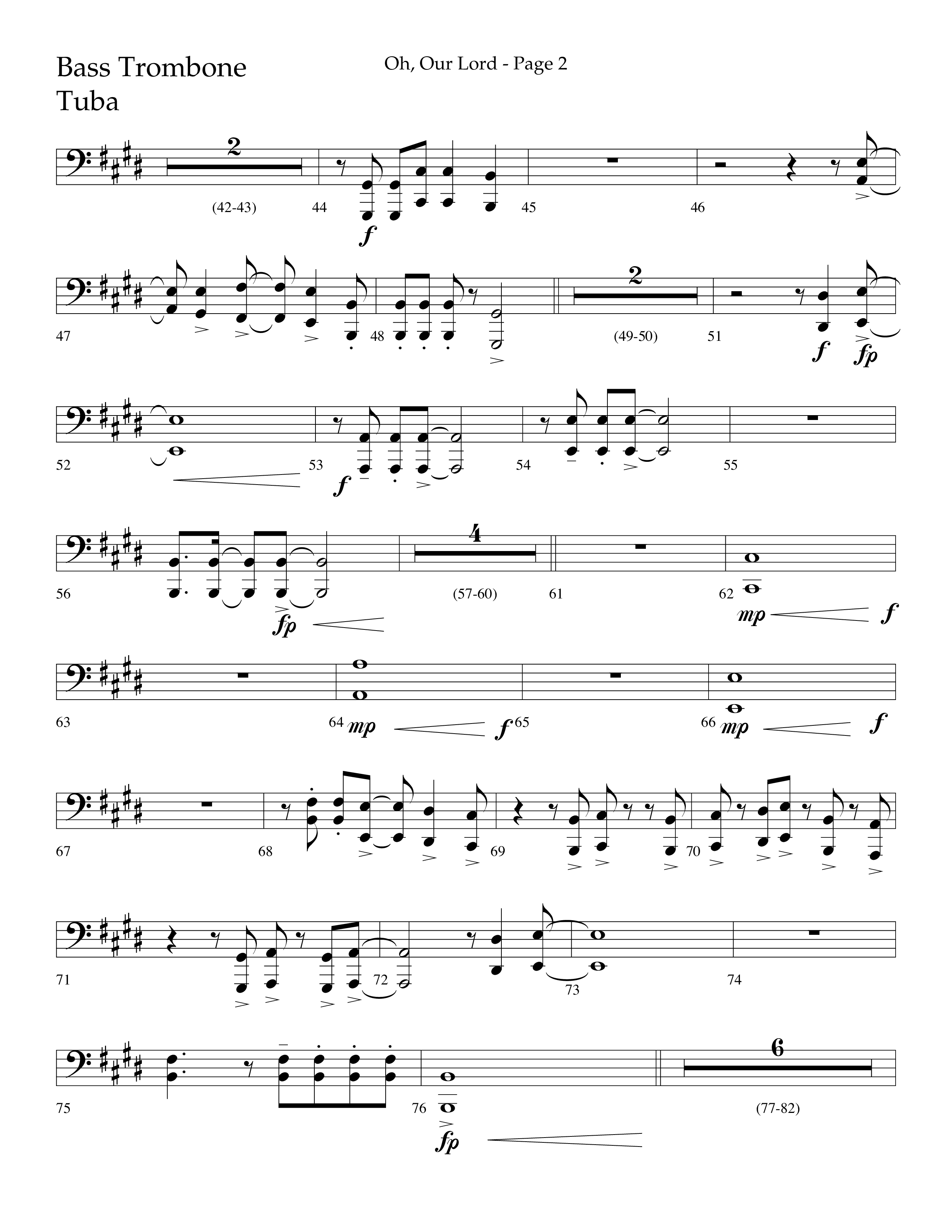 Oh Our Lord (Choral Anthem SATB) Bass Trombone, Tuba (Lifeway Choral / Arr. Joshua Spacht)