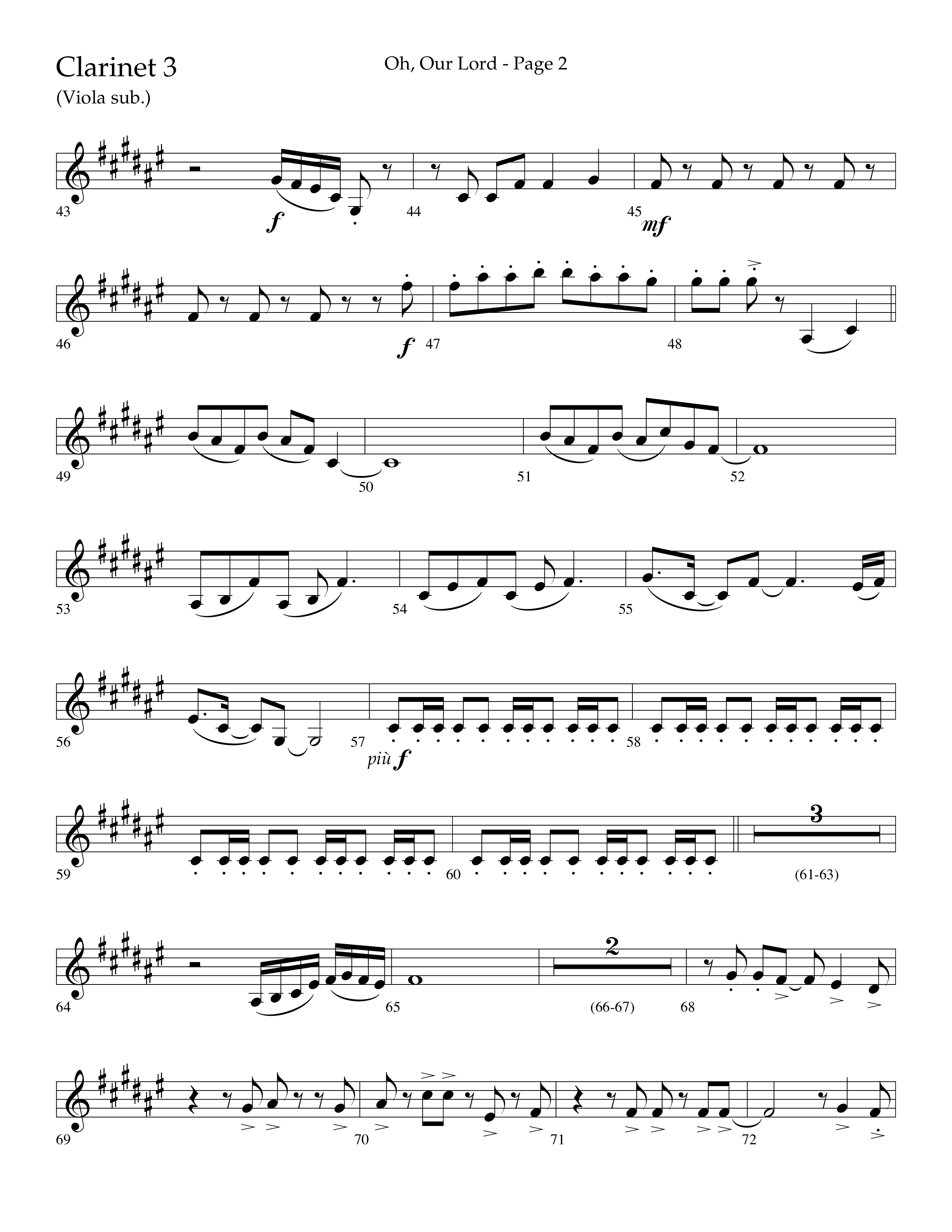 Oh Our Lord (Choral Anthem SATB) Clarinet 3 (Lifeway Choral / Arr. Joshua Spacht)