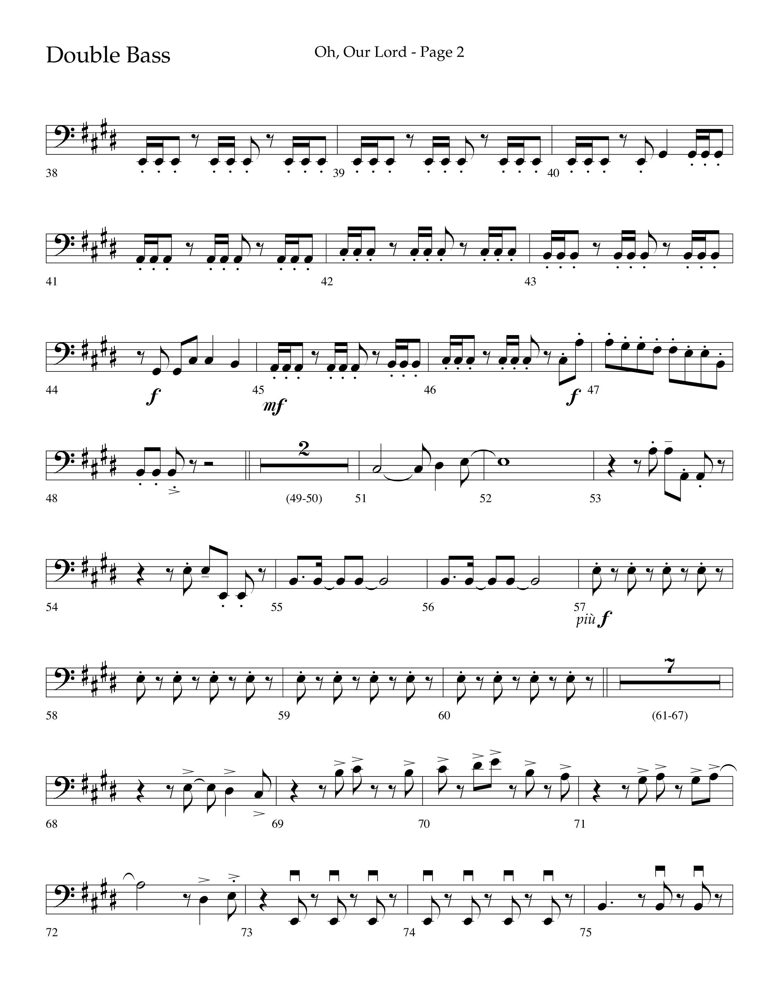 Oh Our Lord (Choral Anthem SATB) Double Bass (Lifeway Choral / Arr. Joshua Spacht)