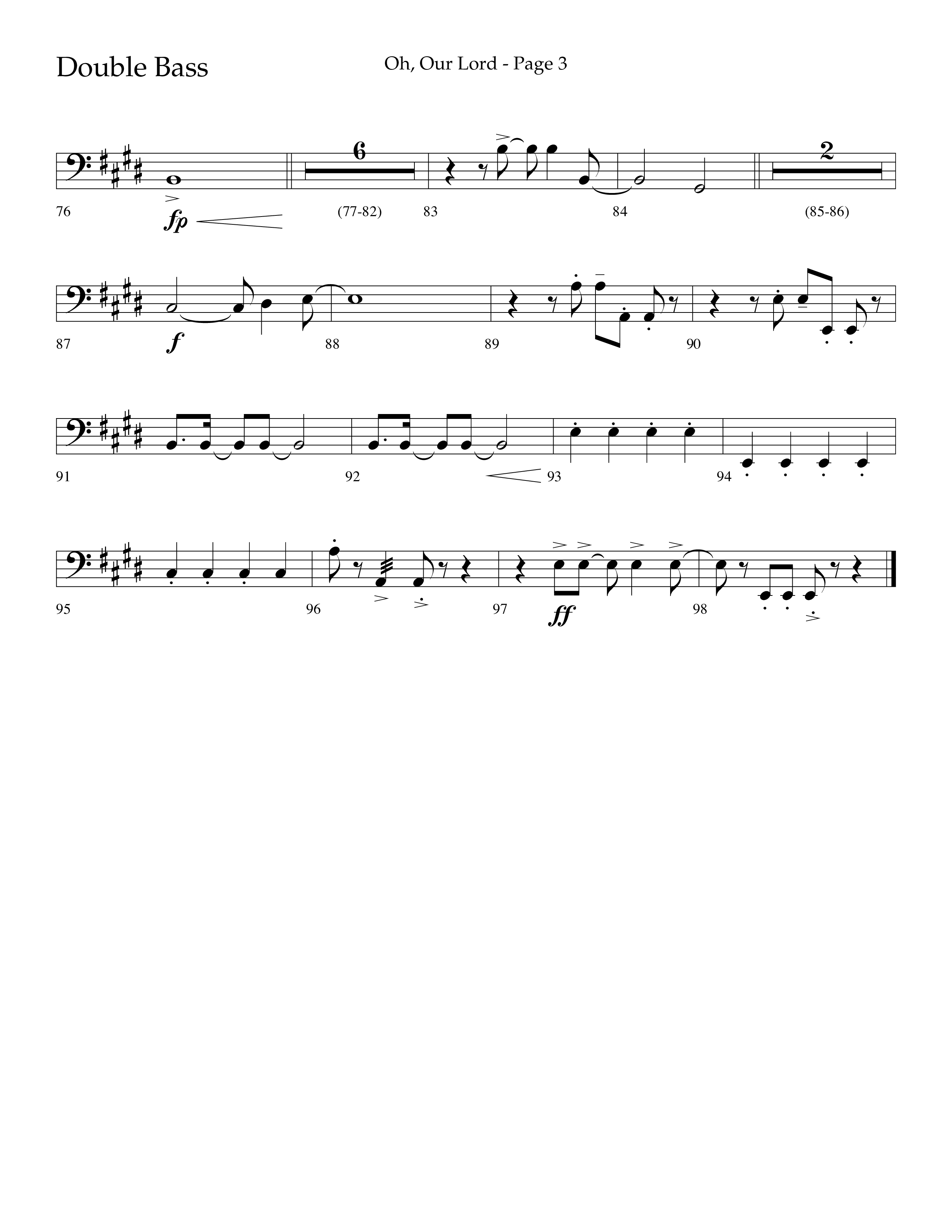 Oh Our Lord (Choral Anthem SATB) Double Bass (Lifeway Choral / Arr. Joshua Spacht)