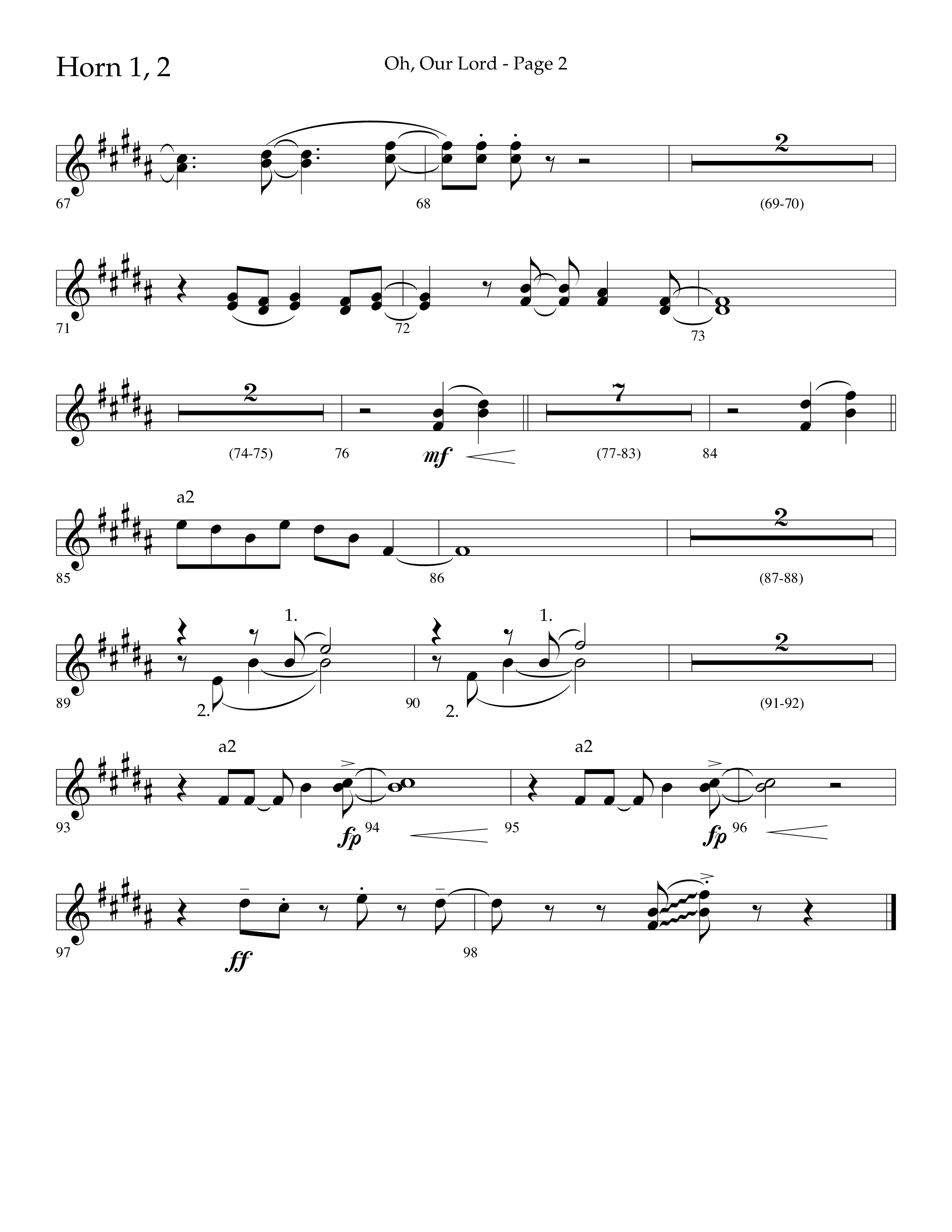 Oh Our Lord (Choral Anthem SATB) French Horn 1/2 (Lifeway Choral / Arr. Joshua Spacht)