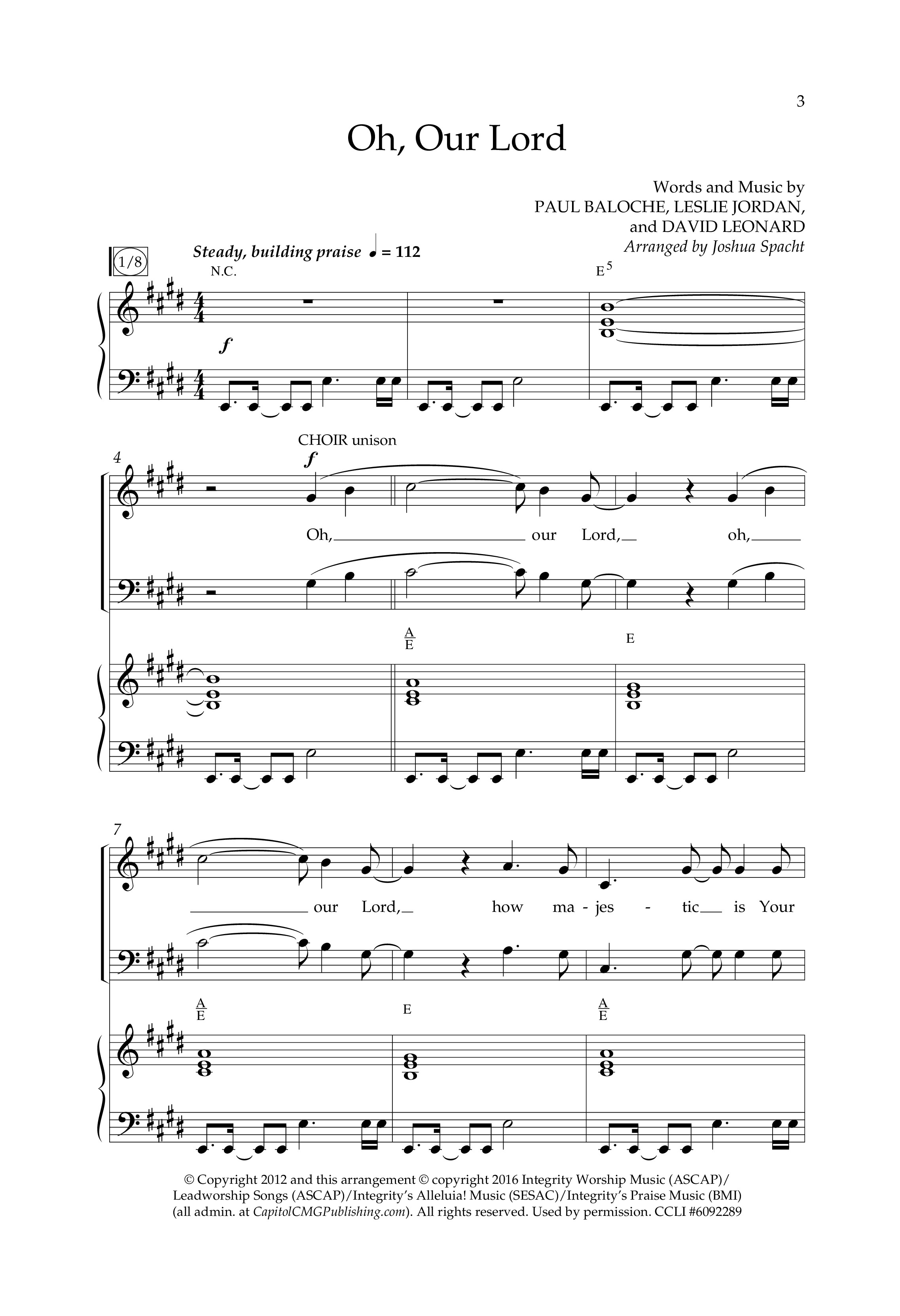 Oh Our Lord (Choral Anthem SATB) Anthem (SATB/Piano) (Lifeway Choral / Arr. Joshua Spacht)