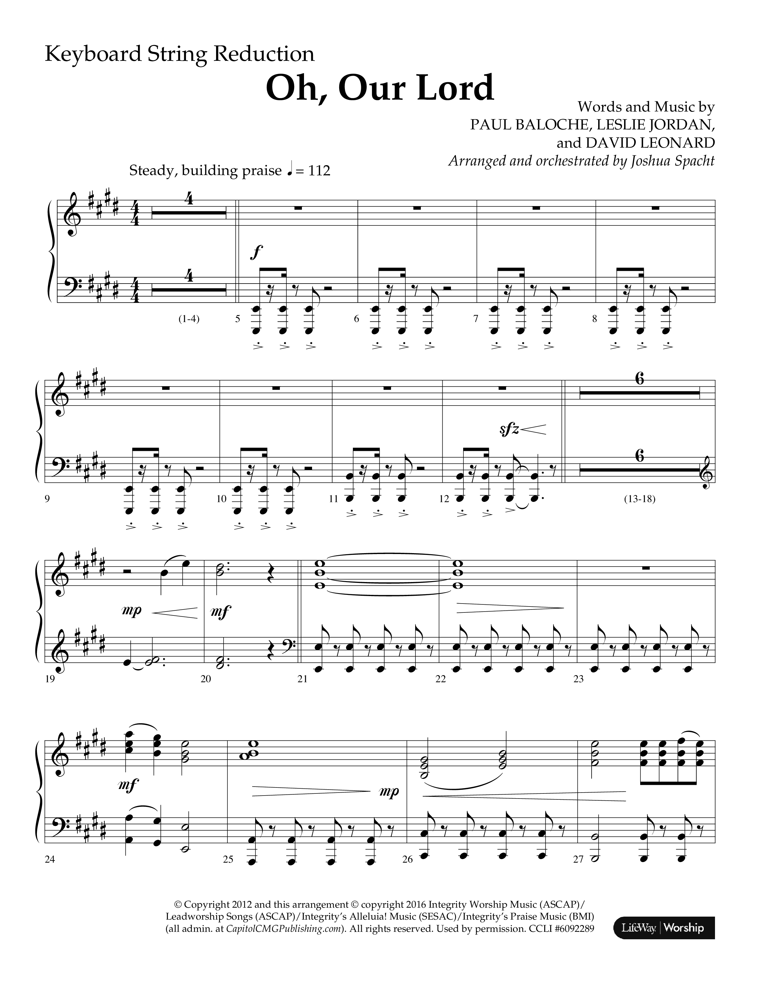 Oh Our Lord (Choral Anthem SATB) String Reduction (Lifeway Choral / Arr. Joshua Spacht)