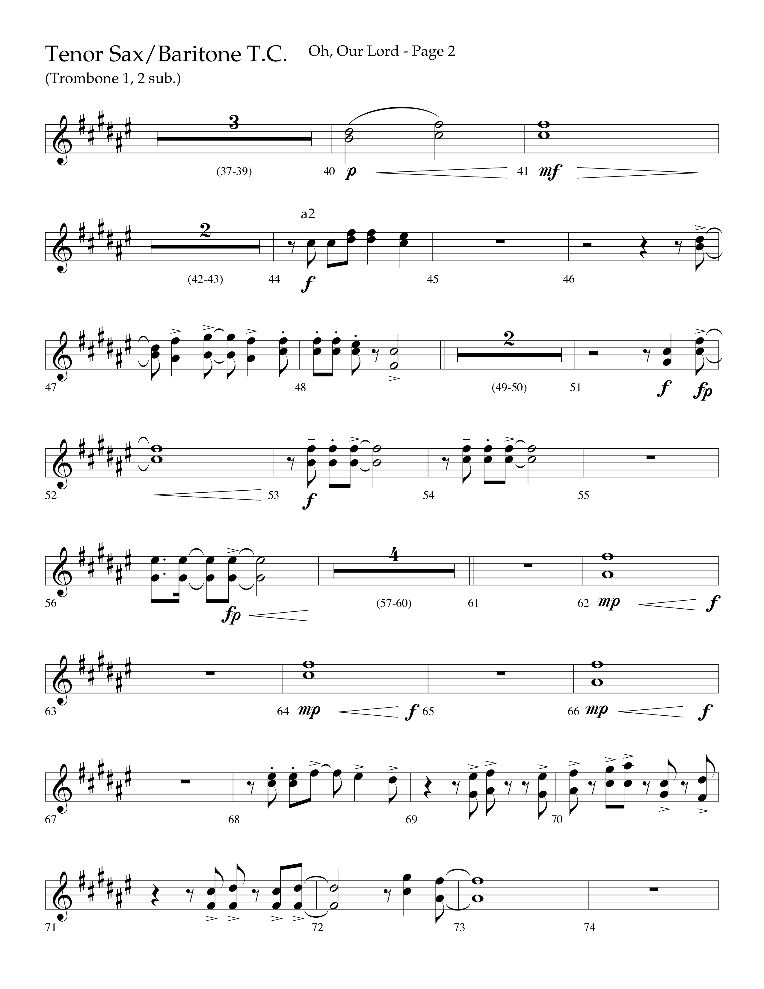 Oh Our Lord (Choral Anthem SATB) Tenor Sax/Baritone T.C. (Lifeway Choral / Arr. Joshua Spacht)