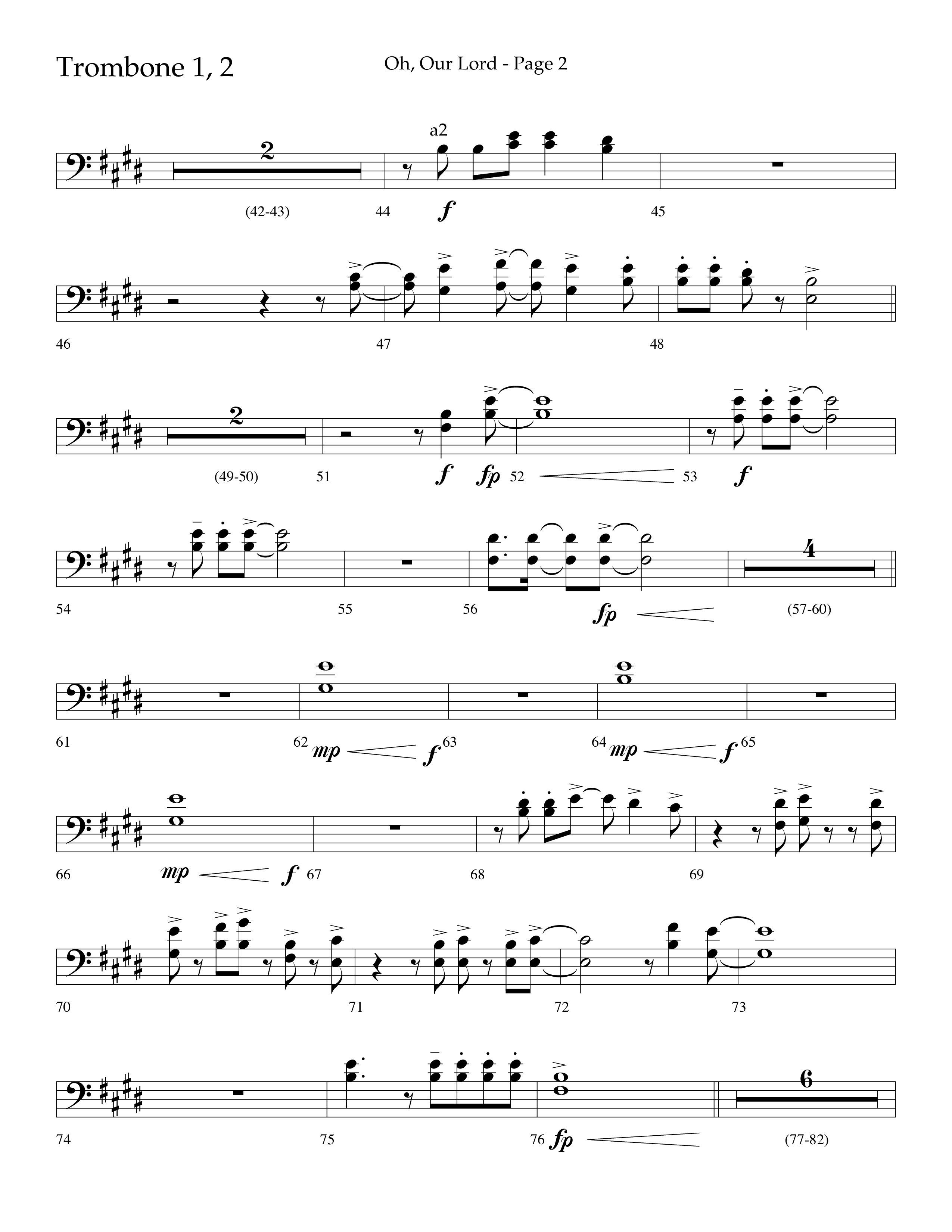 Oh Our Lord (Choral Anthem SATB) Trombone 1/2 (Lifeway Choral / Arr. Joshua Spacht)