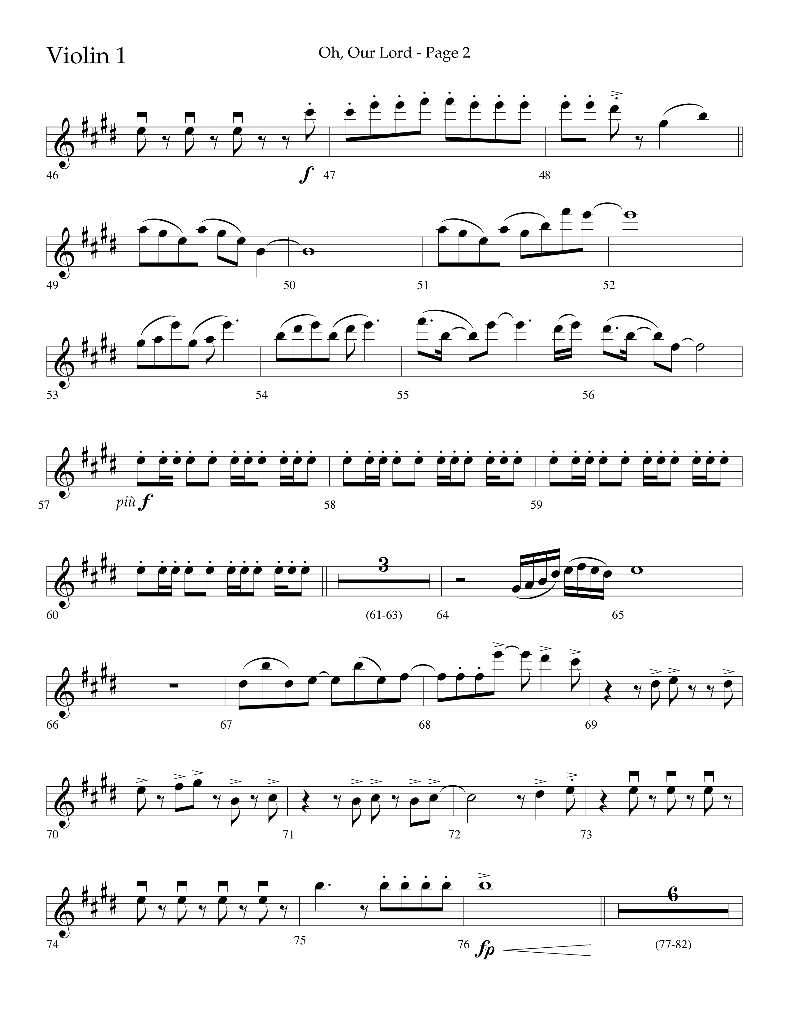 Oh Our Lord (Choral Anthem SATB) Violin 1 (Lifeway Choral / Arr. Joshua Spacht)
