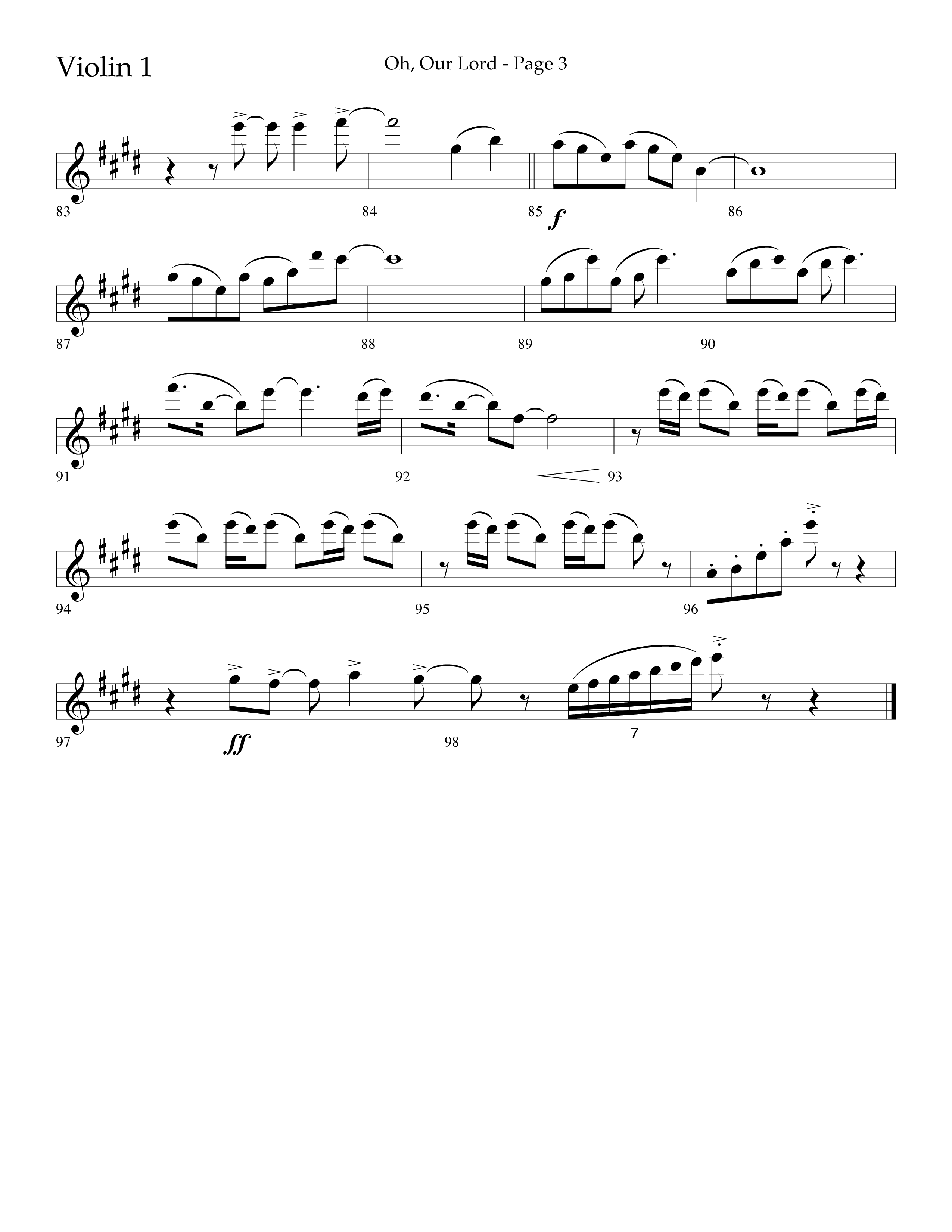 Oh Our Lord (Choral Anthem SATB) Violin 1 (Lifeway Choral / Arr. Joshua Spacht)