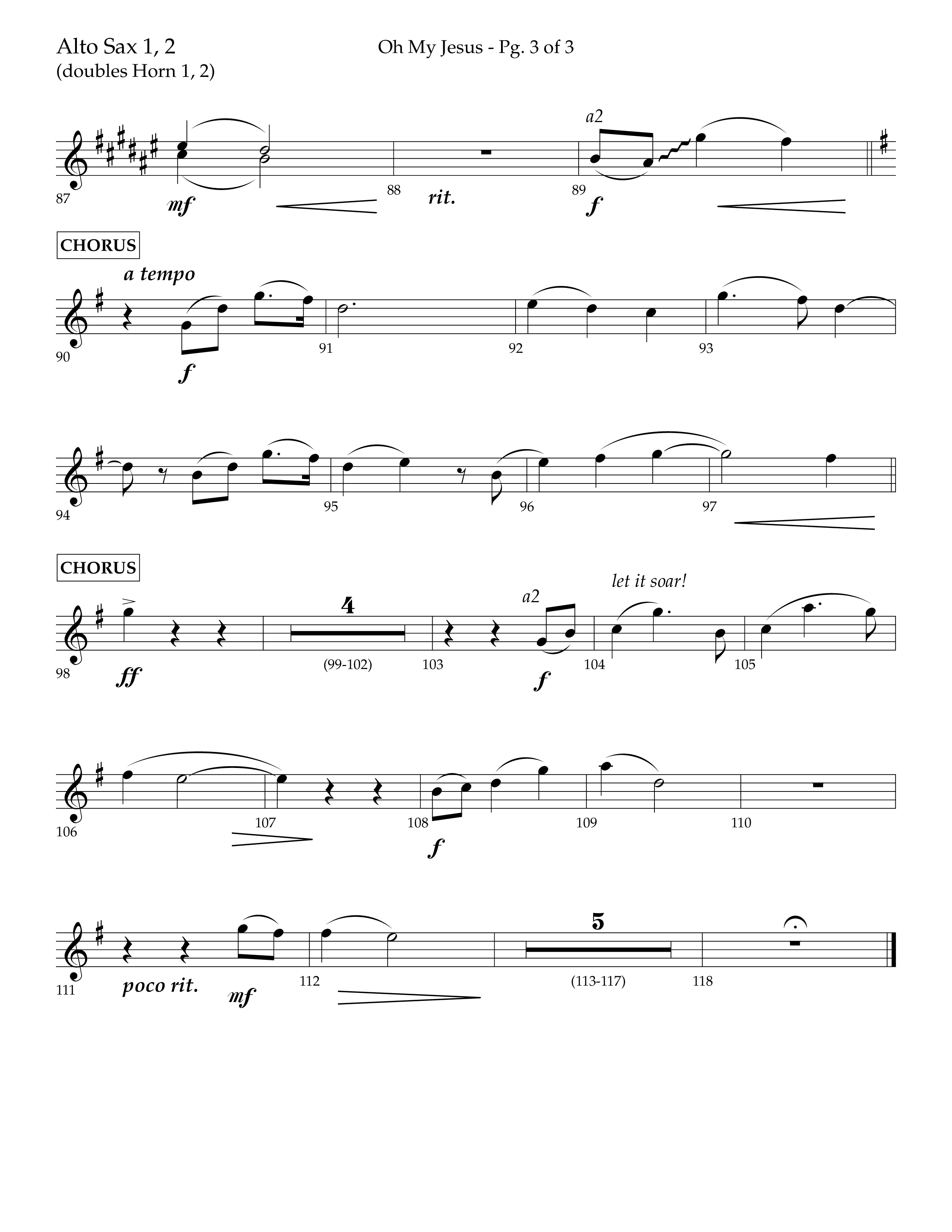 Oh My Jesus (Choral Anthem SATB) Alto Sax 1/2 (Lifeway Choral / Arr. John Bolin / Orch. David Shipps)