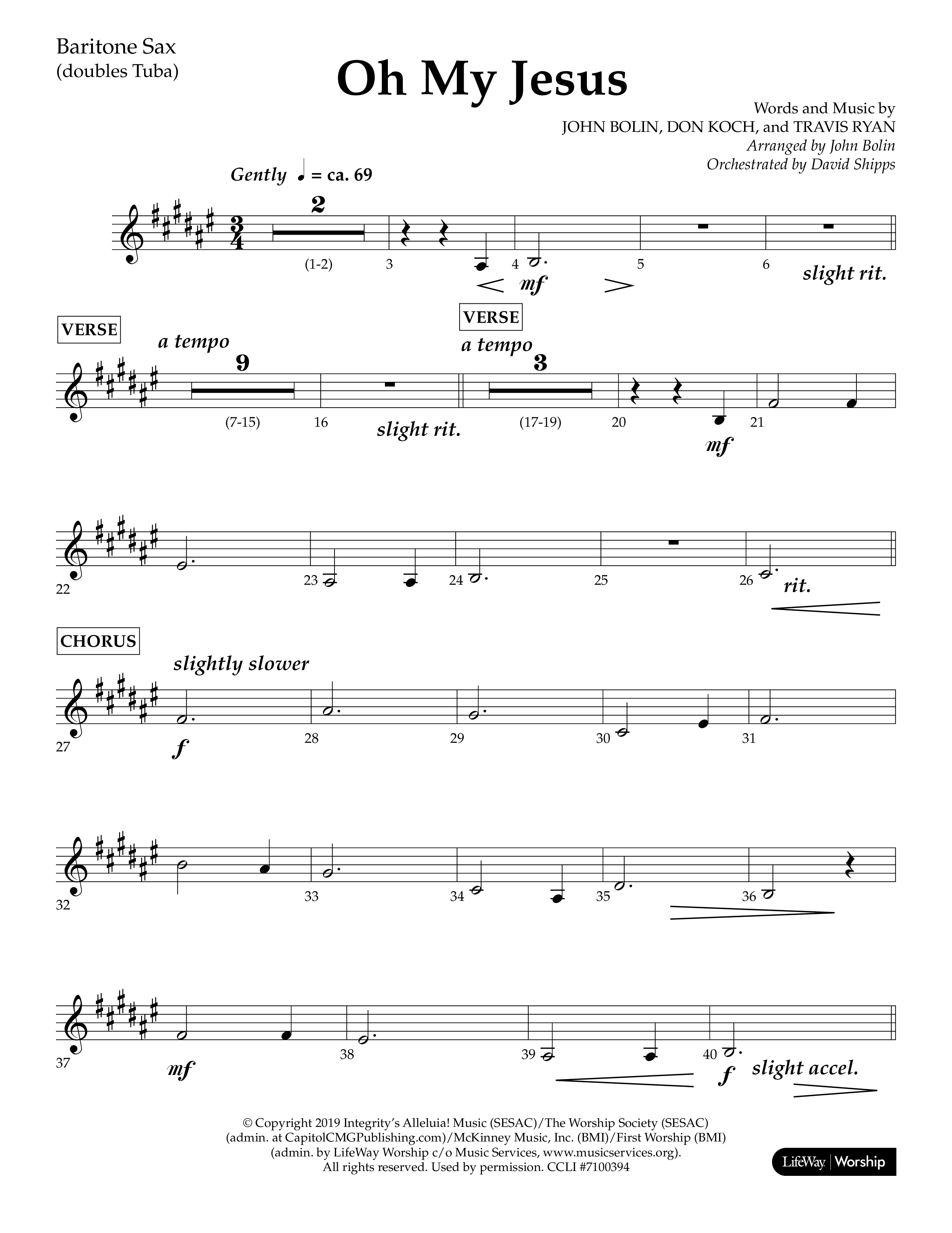 Oh My Jesus (Choral Anthem SATB) Bari Sax (Lifeway Choral / Arr. John Bolin / Orch. David Shipps)