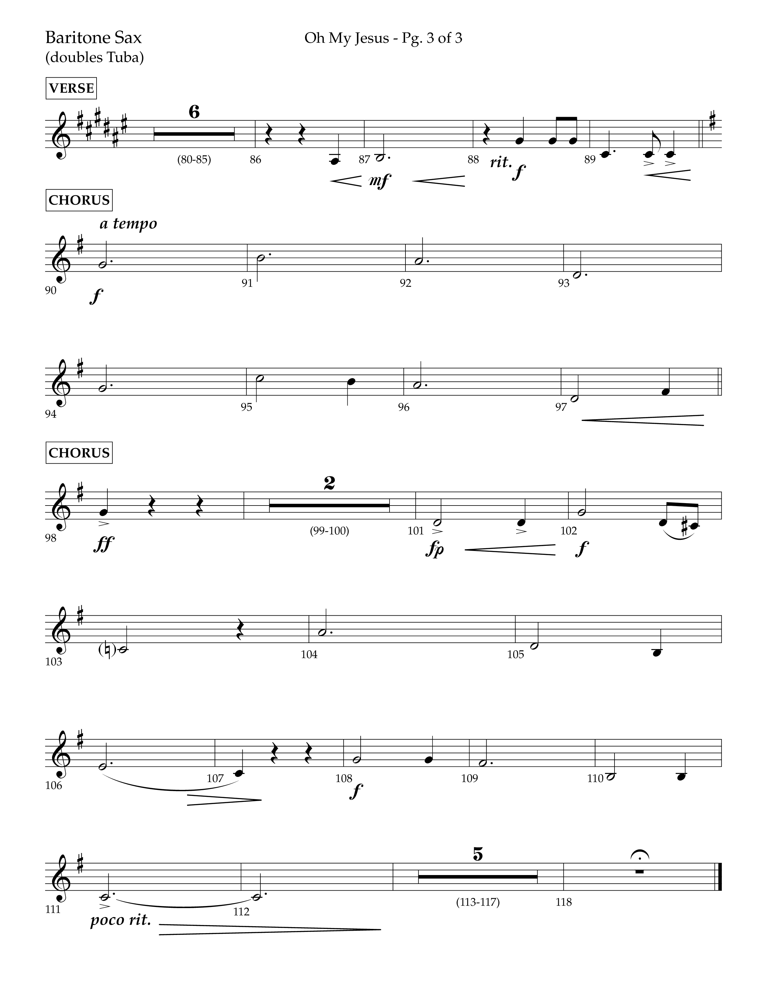 Oh My Jesus (Choral Anthem SATB) Bari Sax (Lifeway Choral / Arr. John Bolin / Orch. David Shipps)