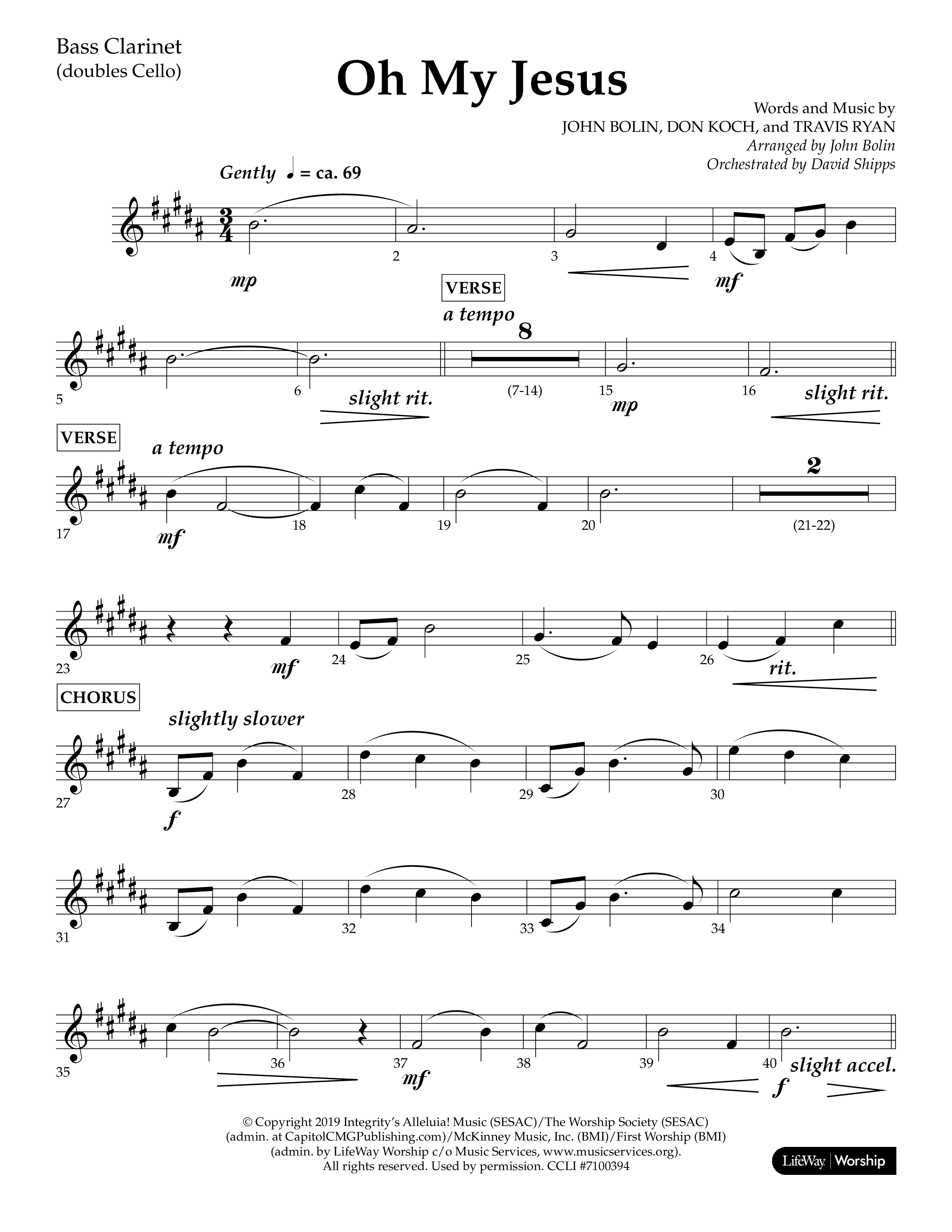 Oh My Jesus (Choral Anthem SATB) Bass Clarinet (Lifeway Choral / Arr. John Bolin / Orch. David Shipps)