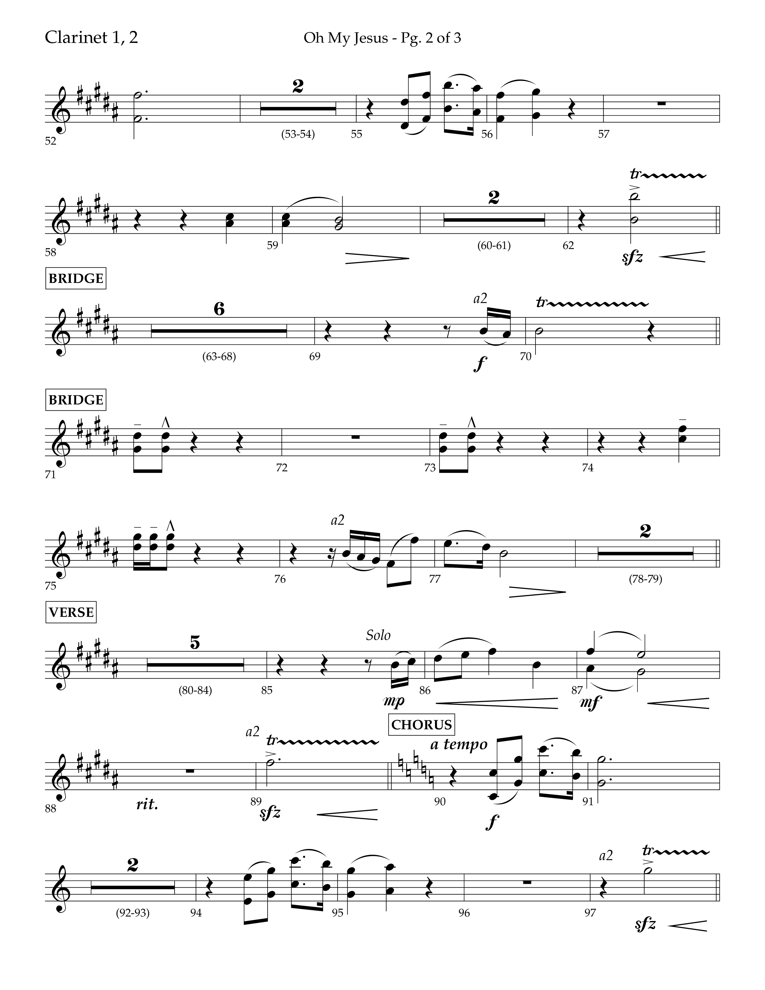 Oh My Jesus (Choral Anthem SATB) Clarinet 1/2 (Lifeway Choral / Arr. John Bolin / Orch. David Shipps)