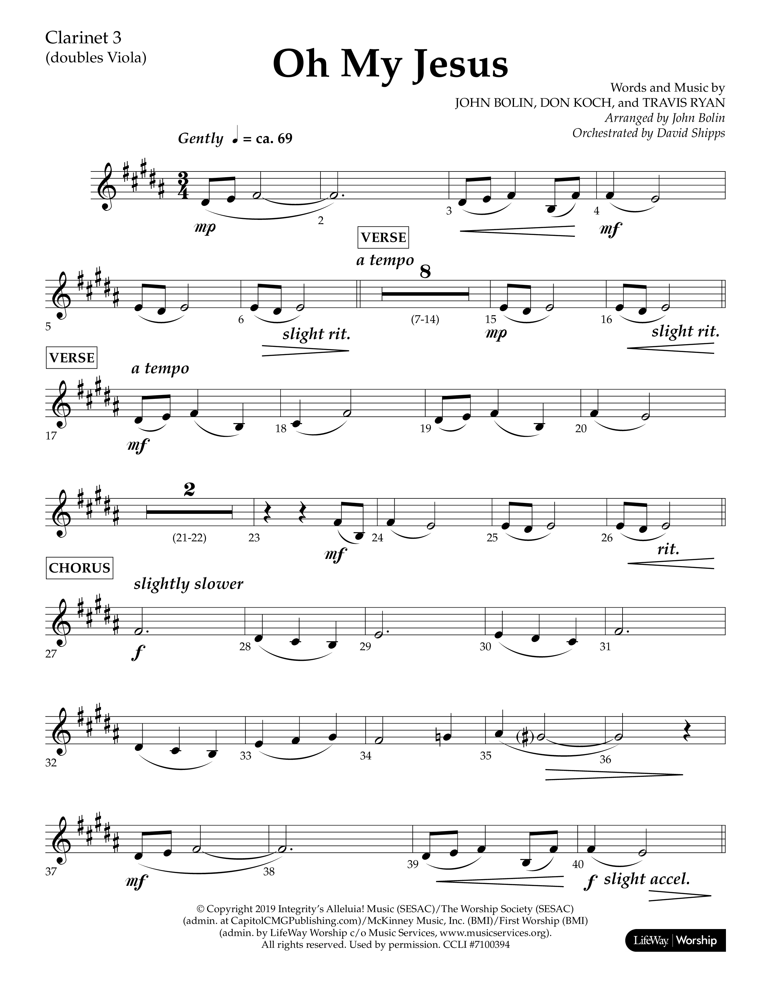 Oh My Jesus (Choral Anthem SATB) Clarinet 3 (Lifeway Choral / Arr. John Bolin / Orch. David Shipps)