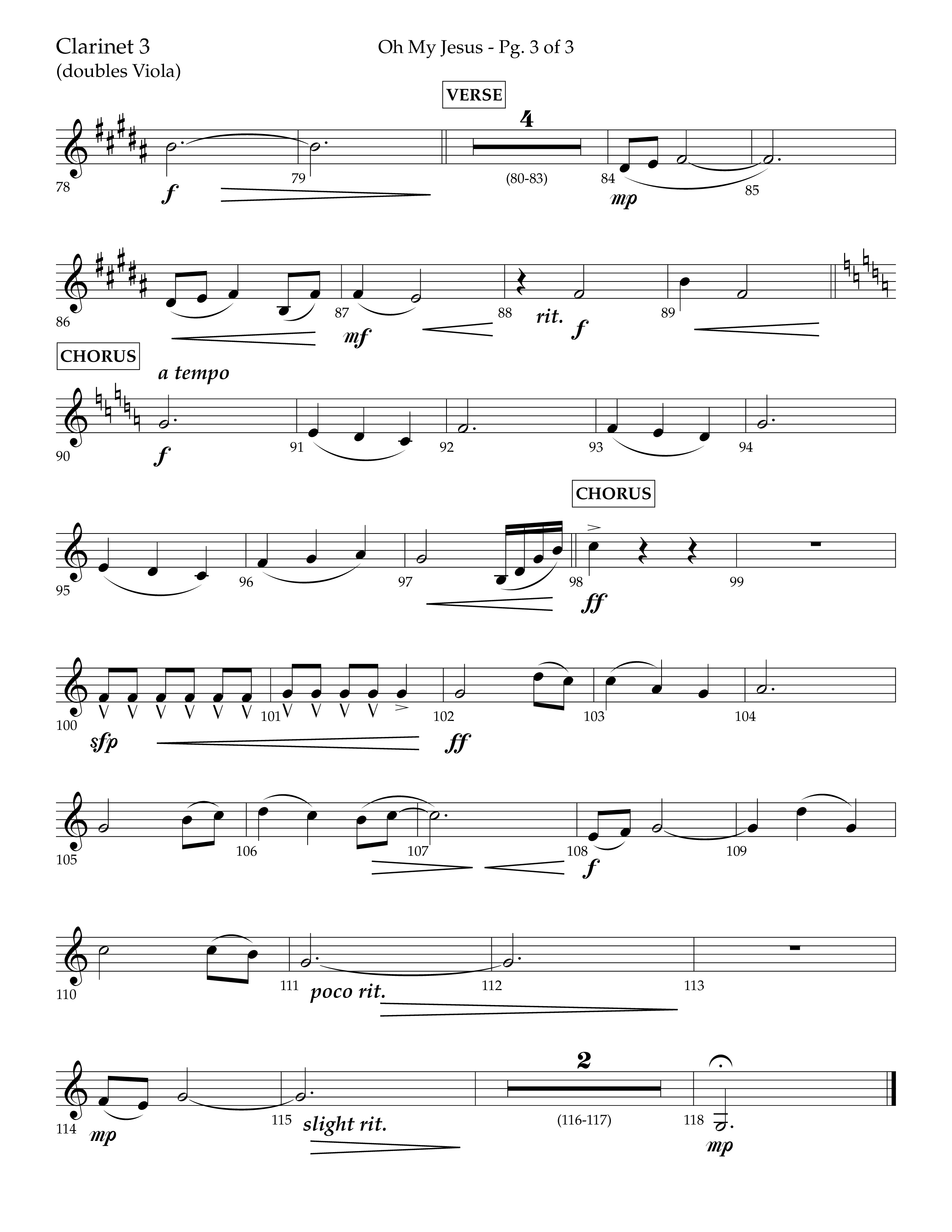 Oh My Jesus (Choral Anthem SATB) Clarinet 3 (Lifeway Choral / Arr. John Bolin / Orch. David Shipps)