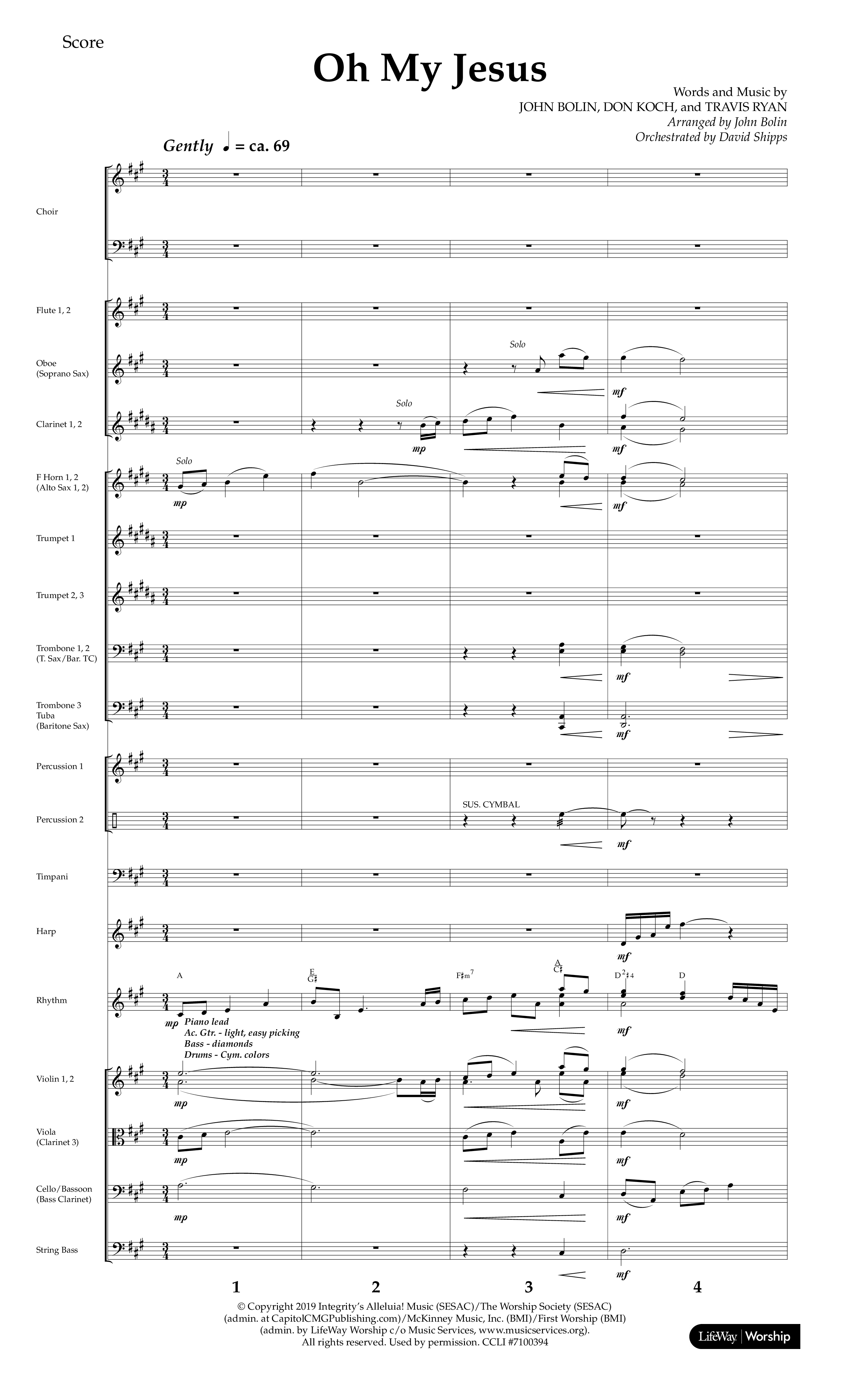 Oh My Jesus (Choral Anthem SATB) Orchestration (Lifeway Choral / Arr. John Bolin / Orch. David Shipps)