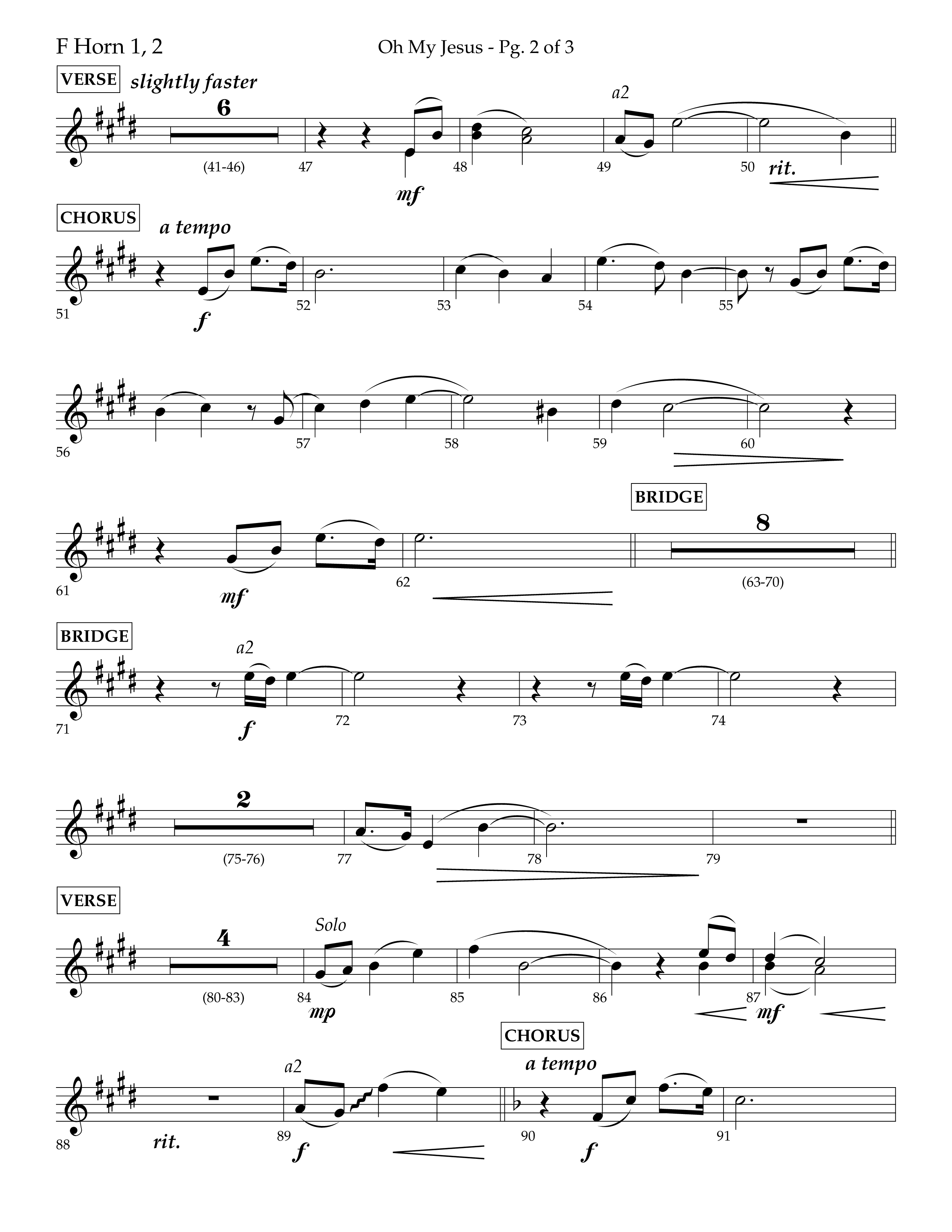 Oh My Jesus (Choral Anthem SATB) French Horn 1/2 (Lifeway Choral / Arr. John Bolin / Orch. David Shipps)