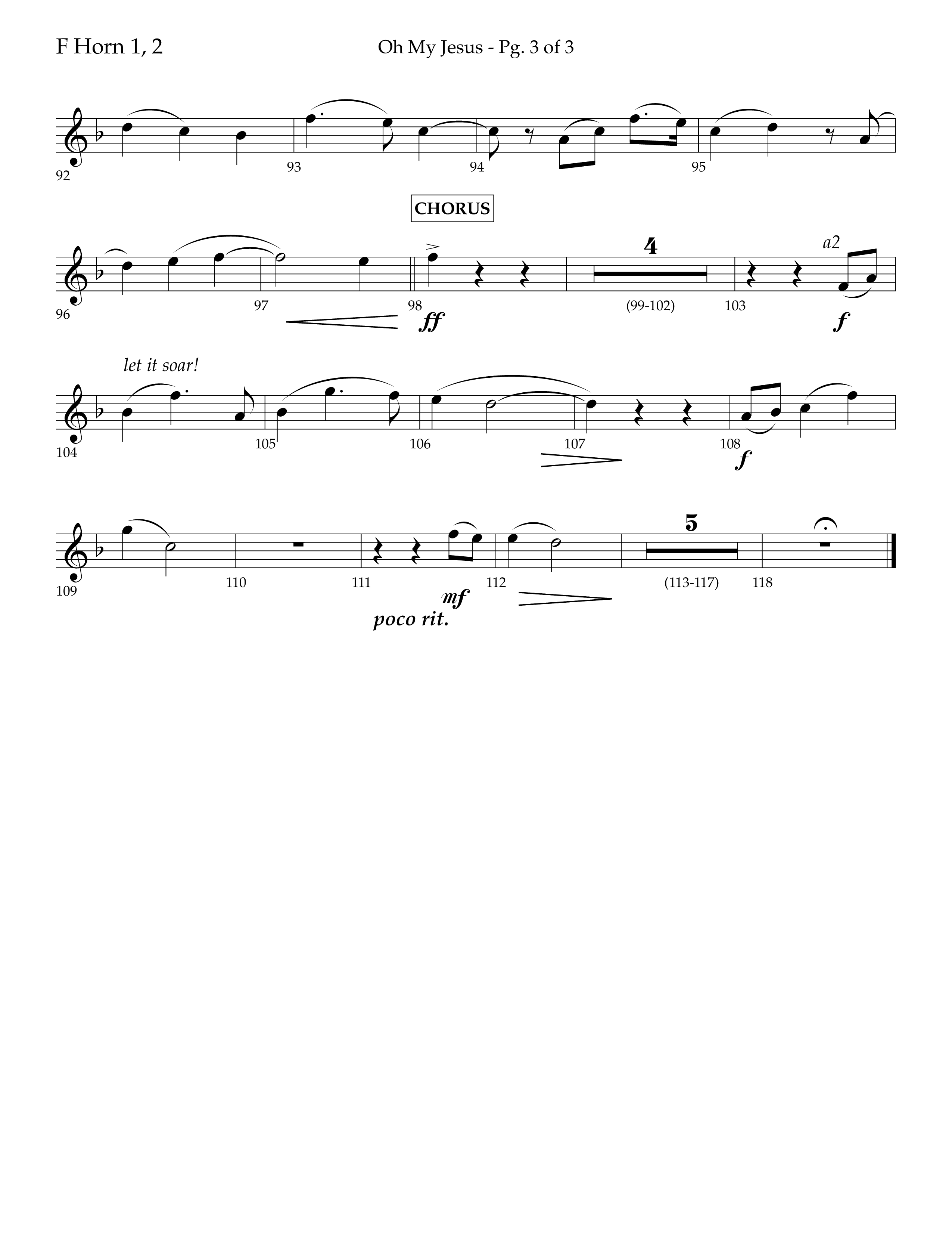 Oh My Jesus (Choral Anthem SATB) French Horn 1/2 (Lifeway Choral / Arr. John Bolin / Orch. David Shipps)