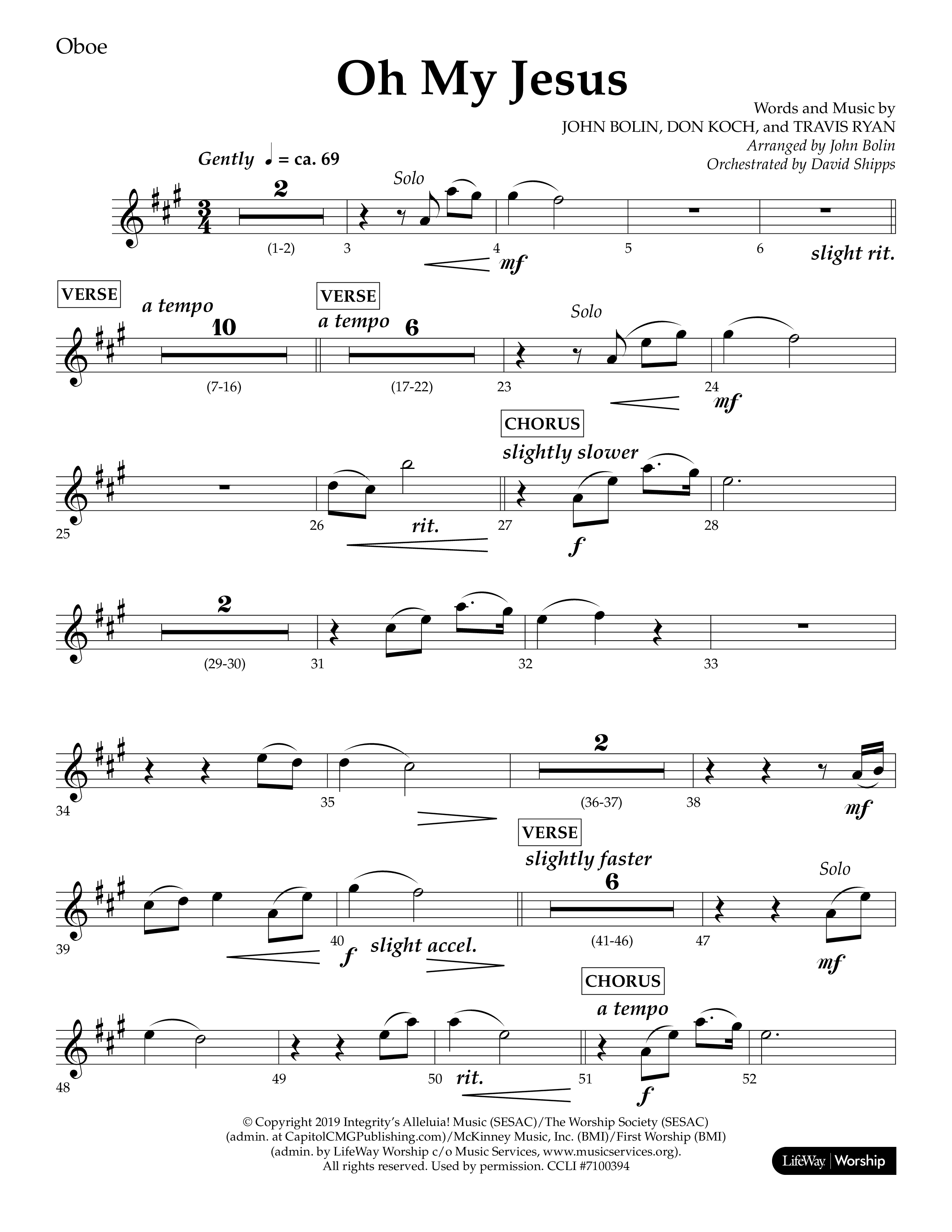 Oh My Jesus (Choral Anthem SATB) Oboe (Lifeway Choral / Arr. John Bolin / Orch. David Shipps)