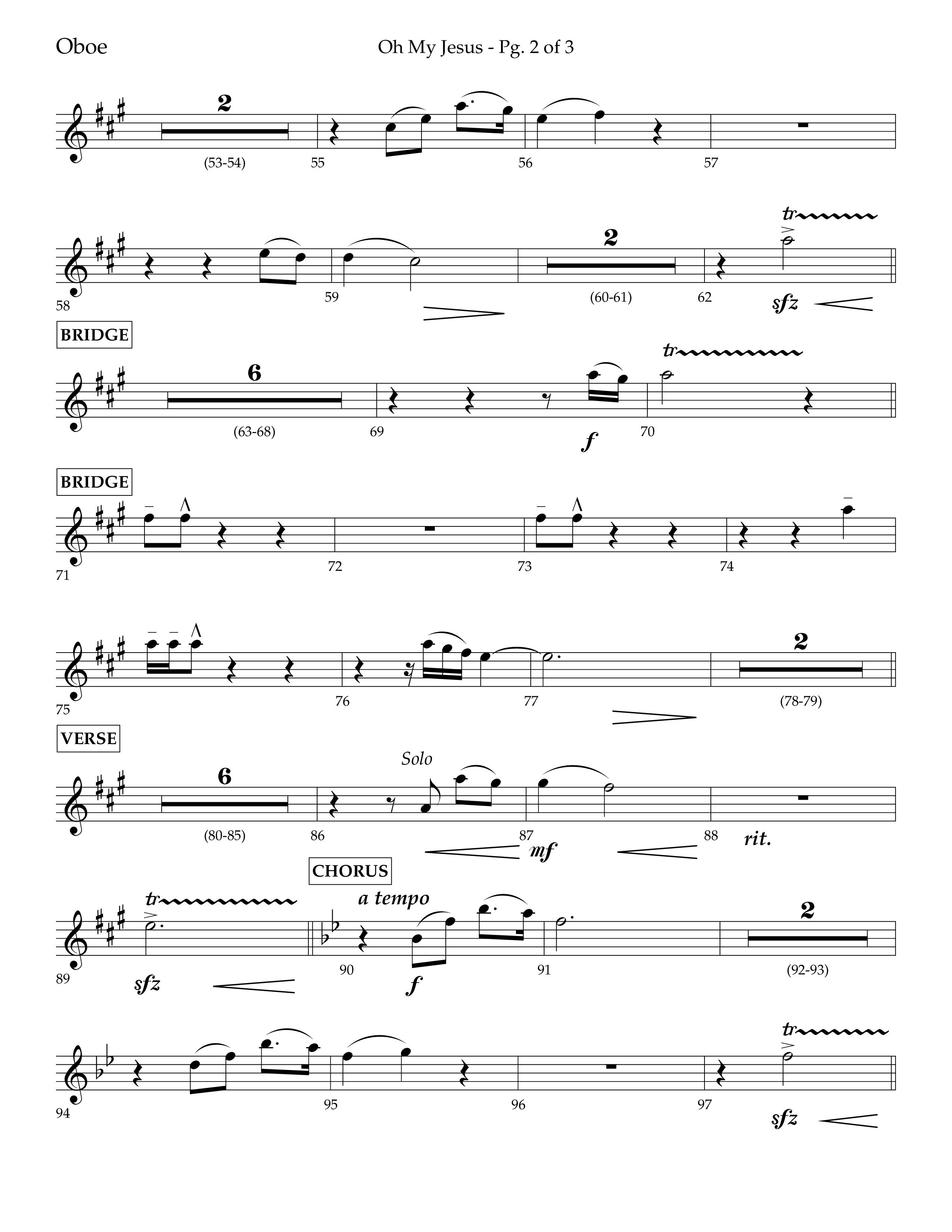 Oh My Jesus (Choral Anthem SATB) Oboe (Lifeway Choral / Arr. John Bolin / Orch. David Shipps)