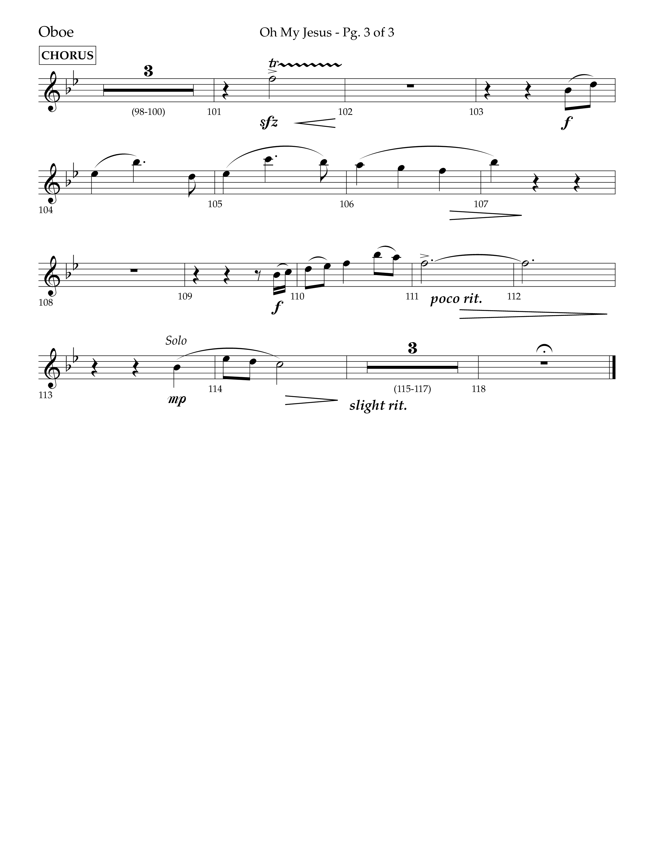 Oh My Jesus (Choral Anthem SATB) Oboe (Lifeway Choral / Arr. John Bolin / Orch. David Shipps)