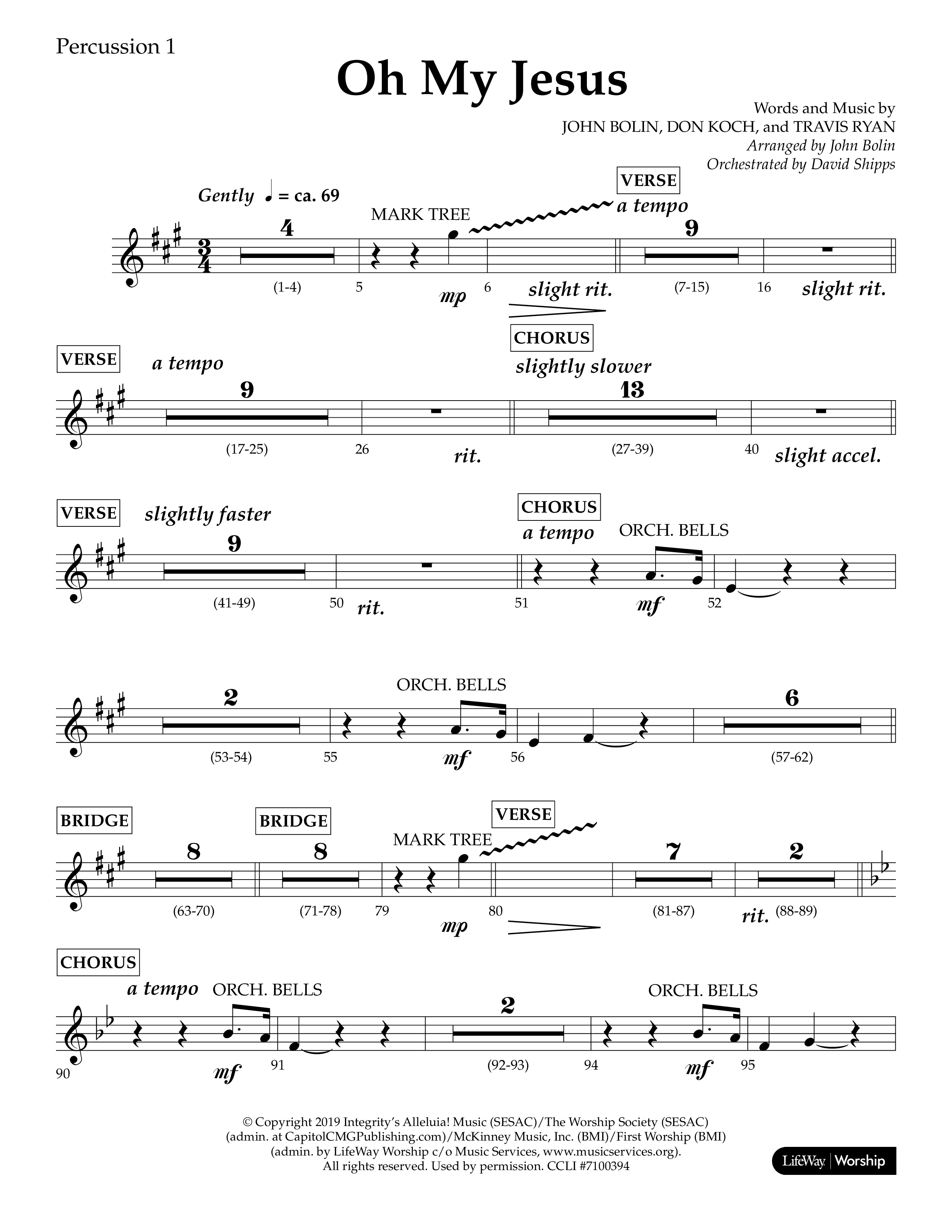 Oh My Jesus (Choral Anthem SATB) Percussion 1/2 (Lifeway Choral / Arr. John Bolin / Orch. David Shipps)