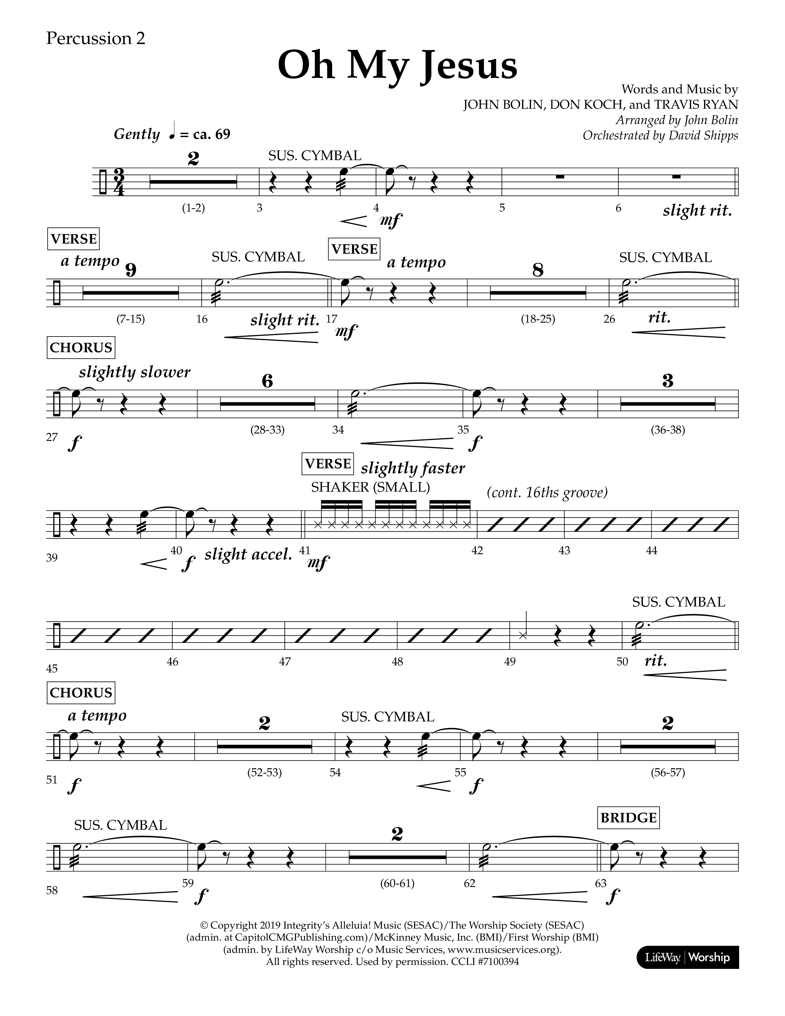 Oh My Jesus (Choral Anthem SATB) Percussion 1/2 (Lifeway Choral / Arr. John Bolin / Orch. David Shipps)