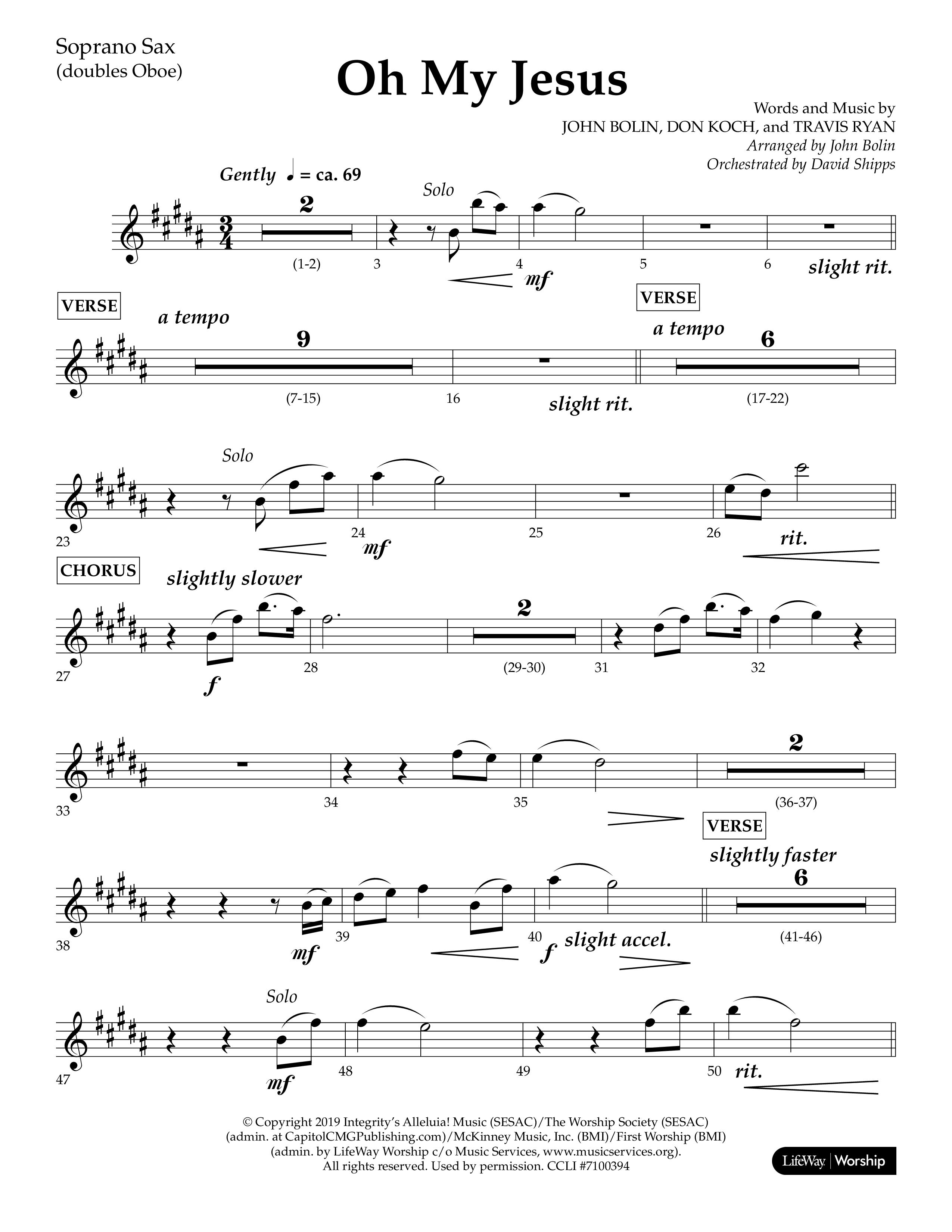 Oh My Jesus (Choral Anthem SATB) Soprano Sax (Lifeway Choral / Arr. John Bolin / Orch. David Shipps)