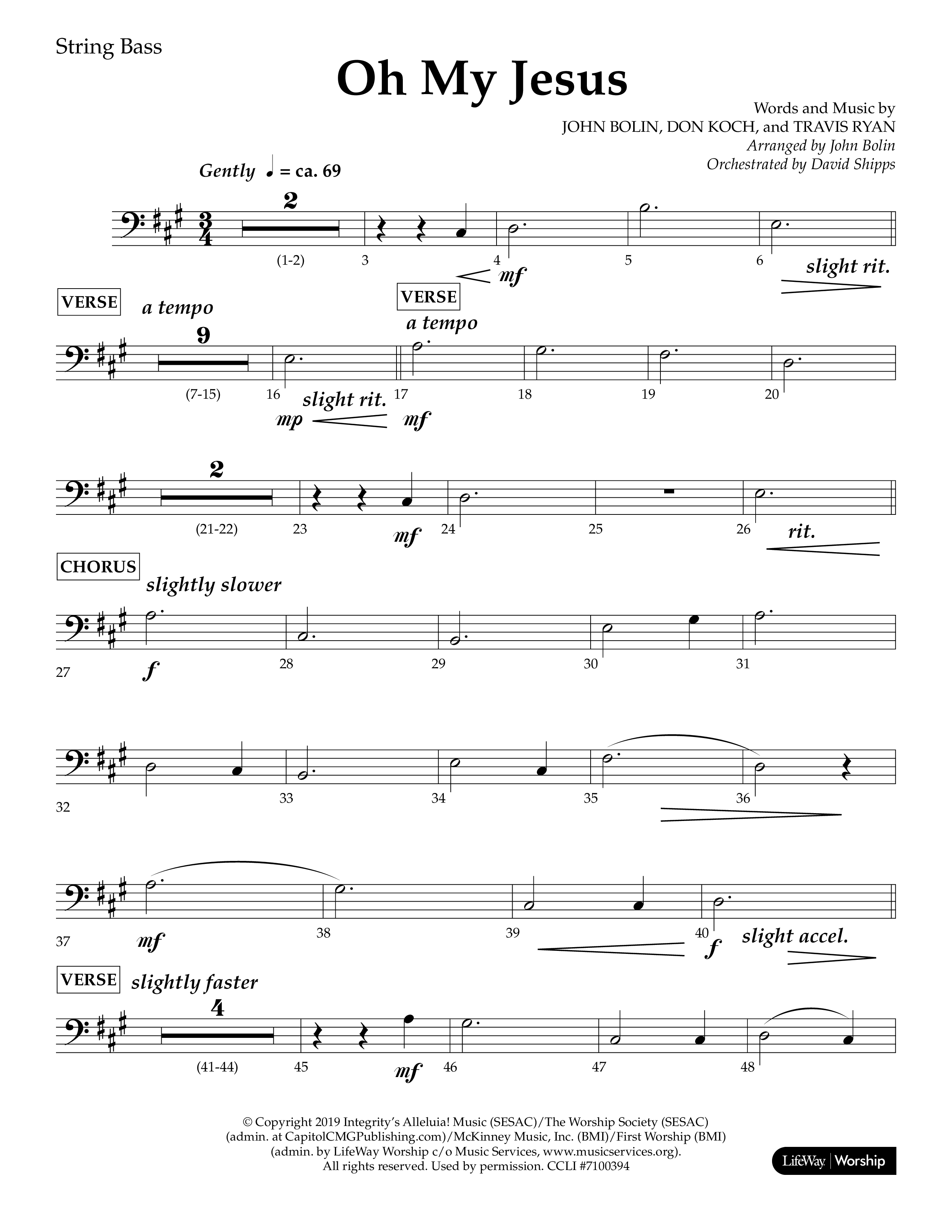 Oh My Jesus (Choral Anthem SATB) String Bass (Lifeway Choral / Arr. John Bolin / Orch. David Shipps)