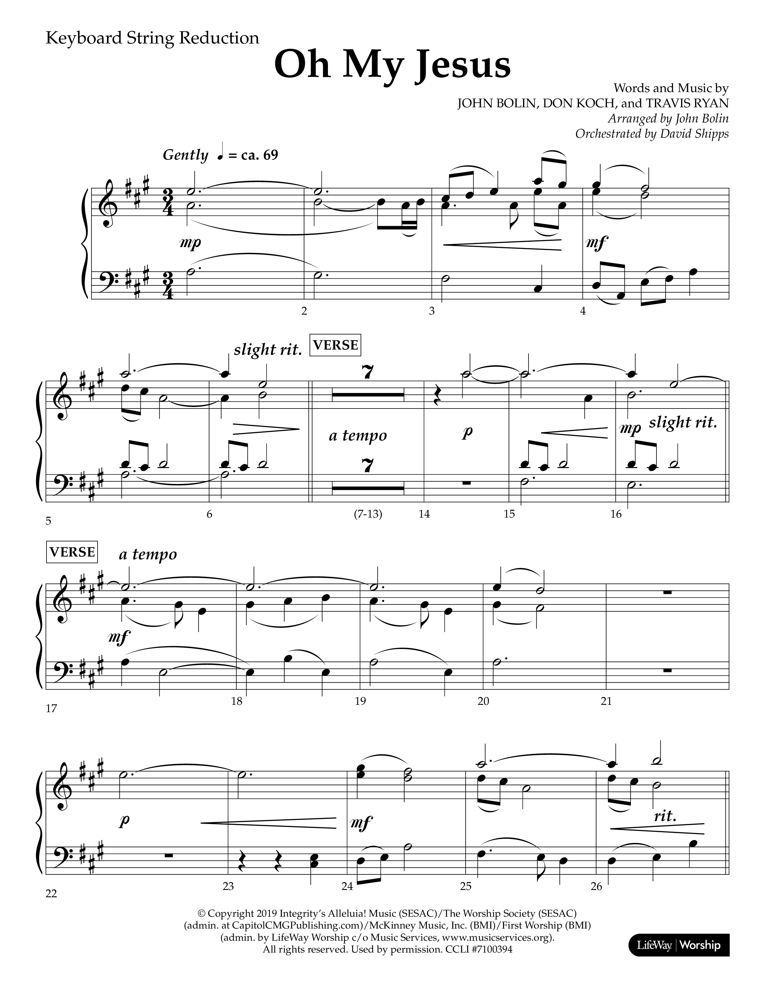 Oh My Jesus (Choral Anthem SATB) String Reduction (Lifeway Choral / Arr. John Bolin / Orch. David Shipps)