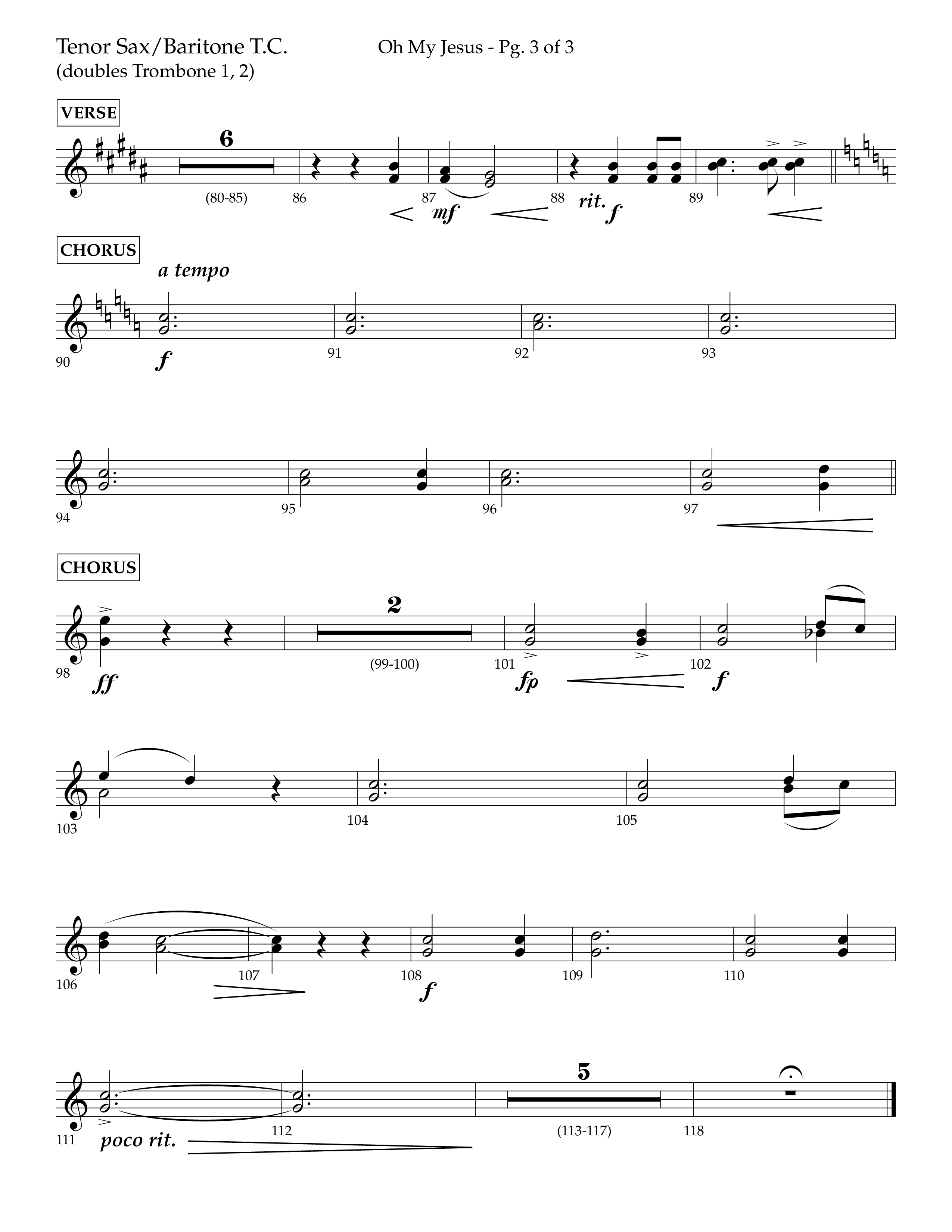 Oh My Jesus (Choral Anthem SATB) Tenor Sax/Baritone T.C. (Lifeway Choral / Arr. John Bolin / Orch. David Shipps)