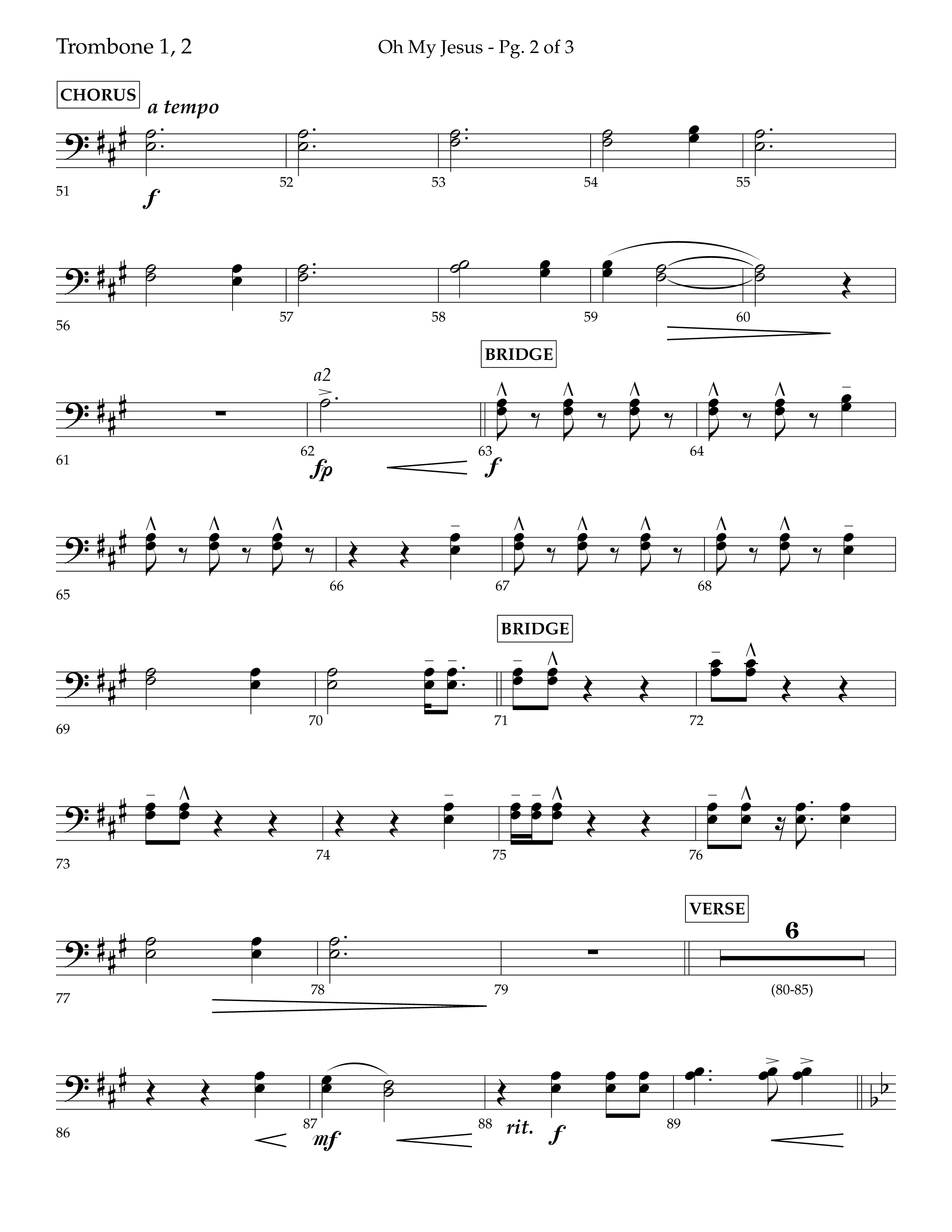 Oh My Jesus (Choral Anthem SATB) Trombone 1/2 (Lifeway Choral / Arr. John Bolin / Orch. David Shipps)