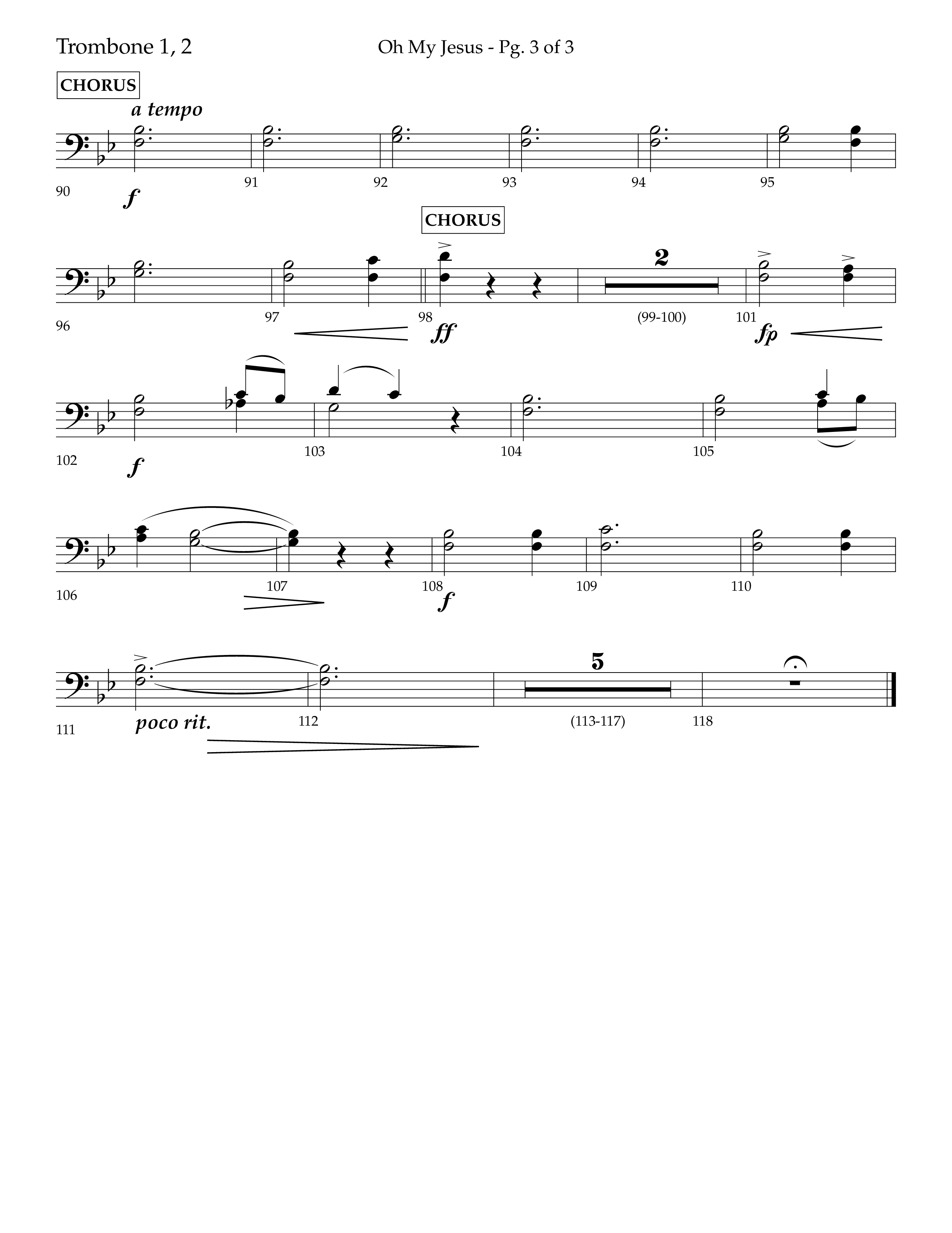 Oh My Jesus (Choral Anthem SATB) Trombone 1/2 (Lifeway Choral / Arr. John Bolin / Orch. David Shipps)