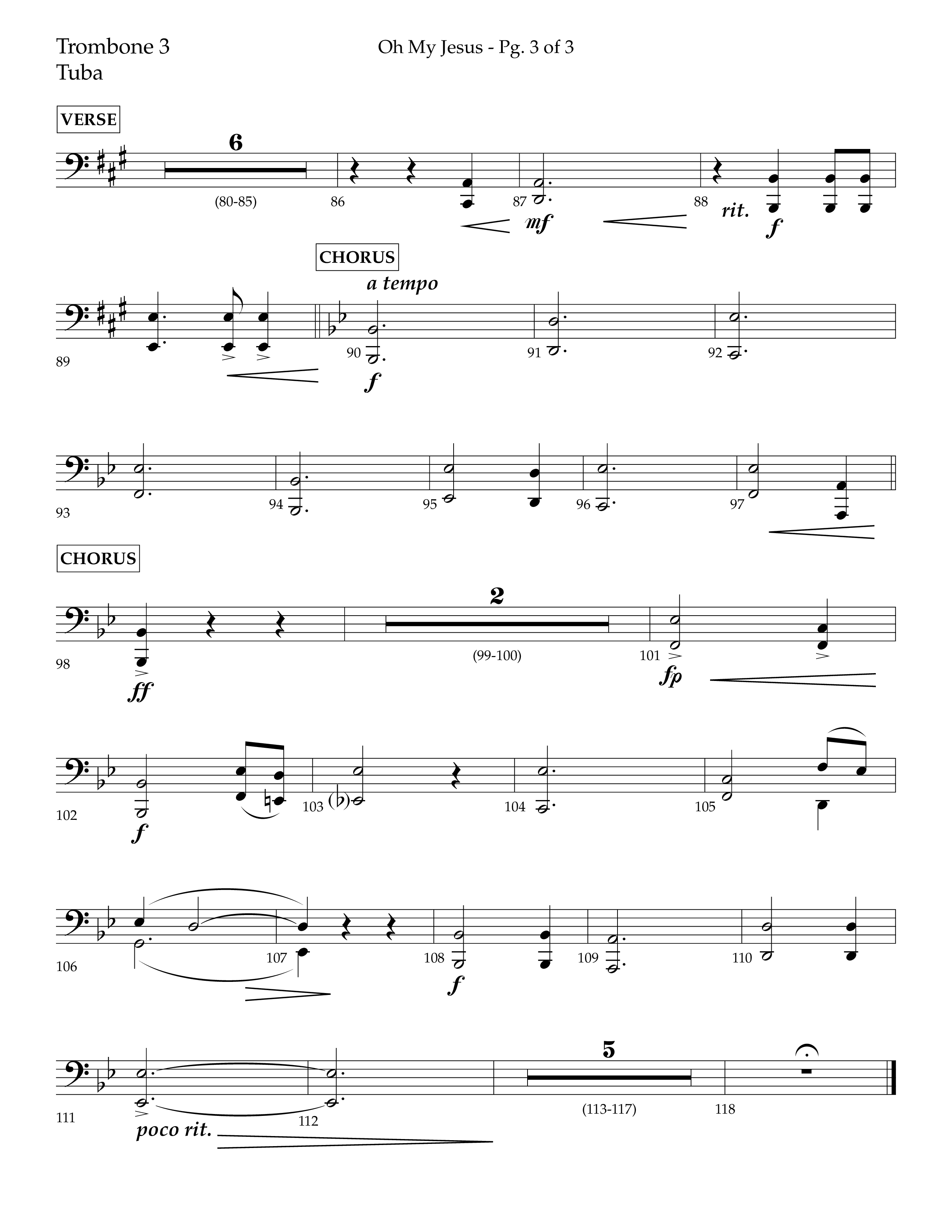 Oh My Jesus (Choral Anthem SATB) Trombone 3/Tuba (Lifeway Choral / Arr. John Bolin / Orch. David Shipps)
