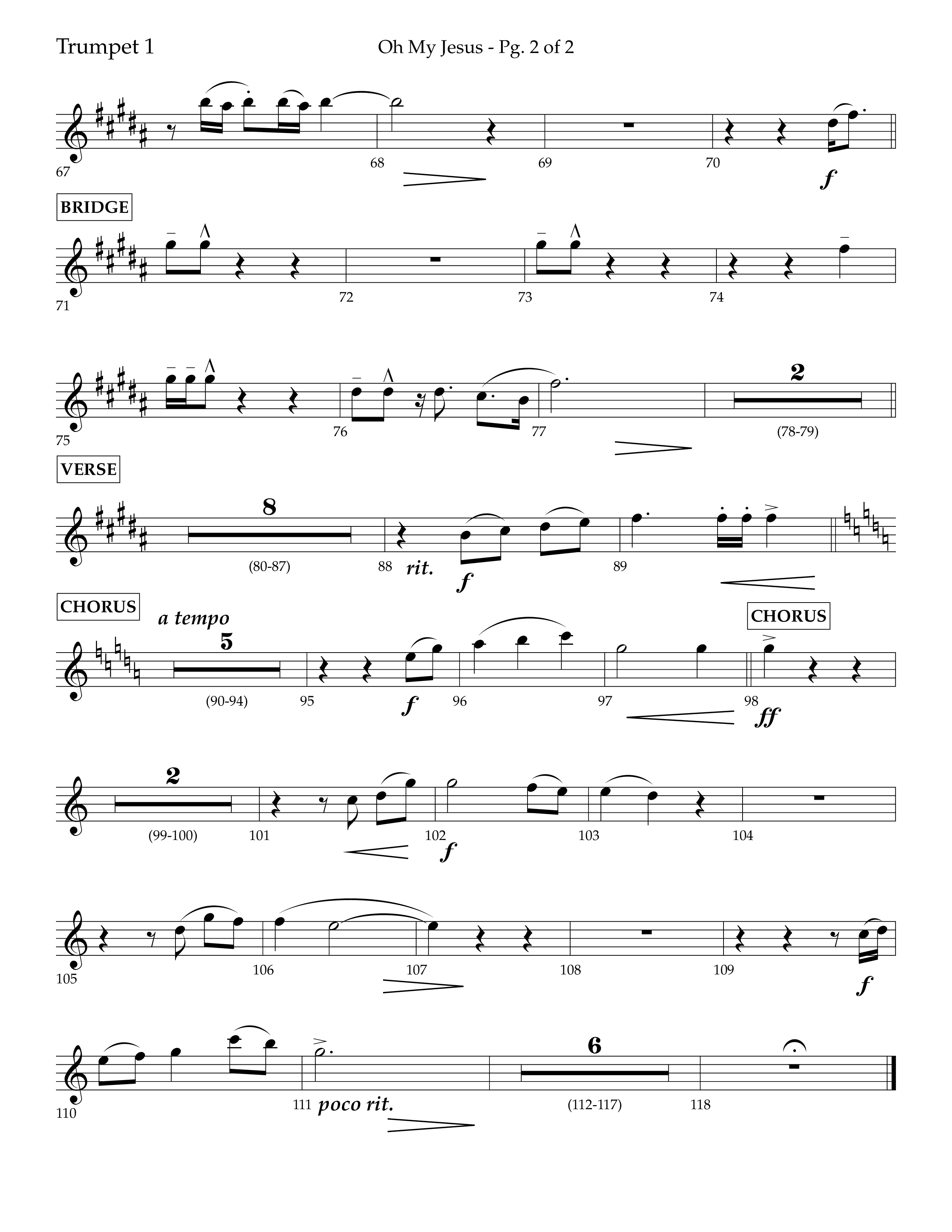 Oh My Jesus (Choral Anthem SATB) Trumpet 1 (Lifeway Choral / Arr. John Bolin / Orch. David Shipps)