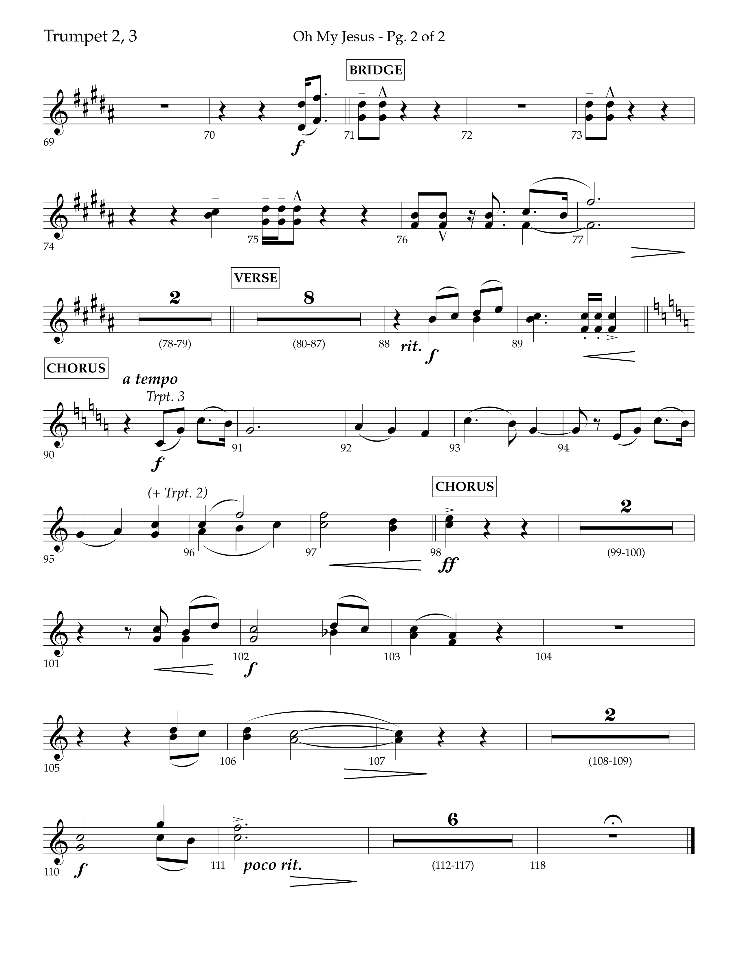 Oh My Jesus (Choral Anthem SATB) Trumpet 2/3 (Lifeway Choral / Arr. John Bolin / Orch. David Shipps)