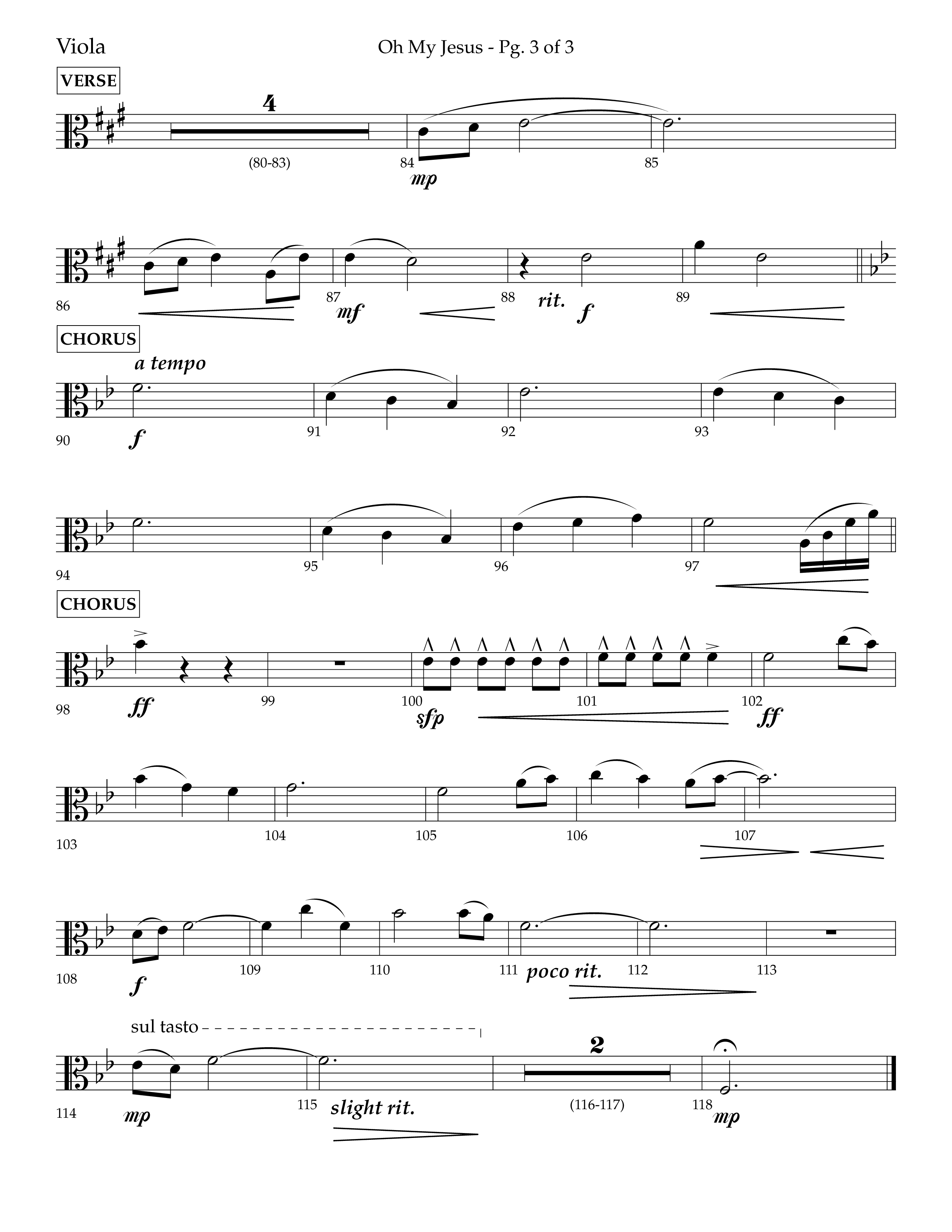 Oh My Jesus (Choral Anthem SATB) Viola (Lifeway Choral / Arr. John Bolin / Orch. David Shipps)