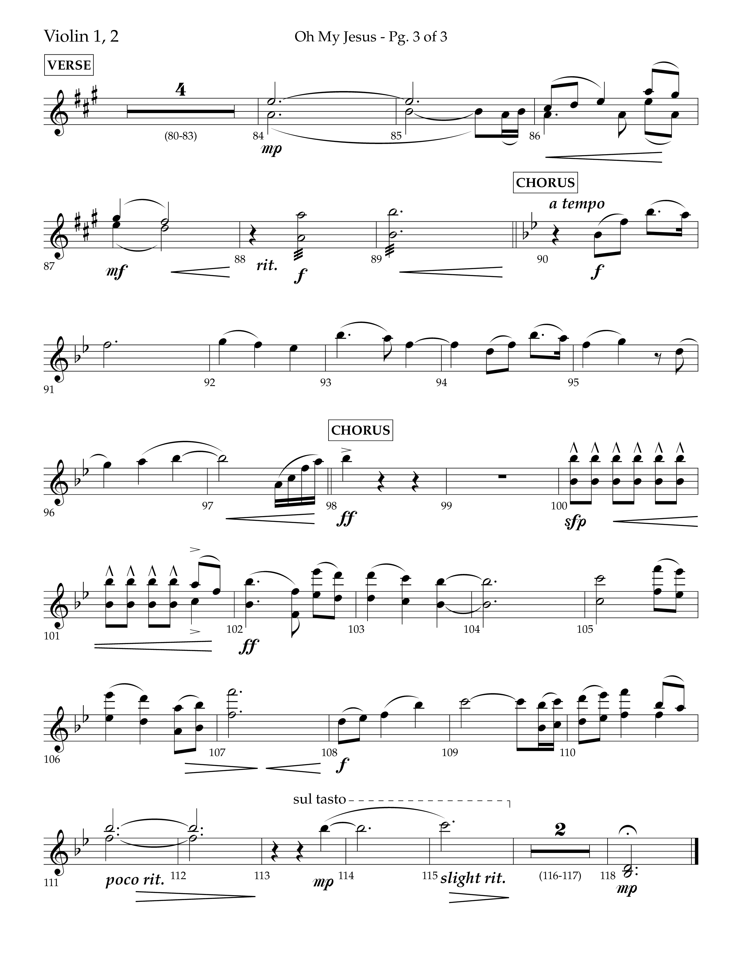 Oh My Jesus (Choral Anthem SATB) Violin 1/2 (Lifeway Choral / Arr. John Bolin / Orch. David Shipps)