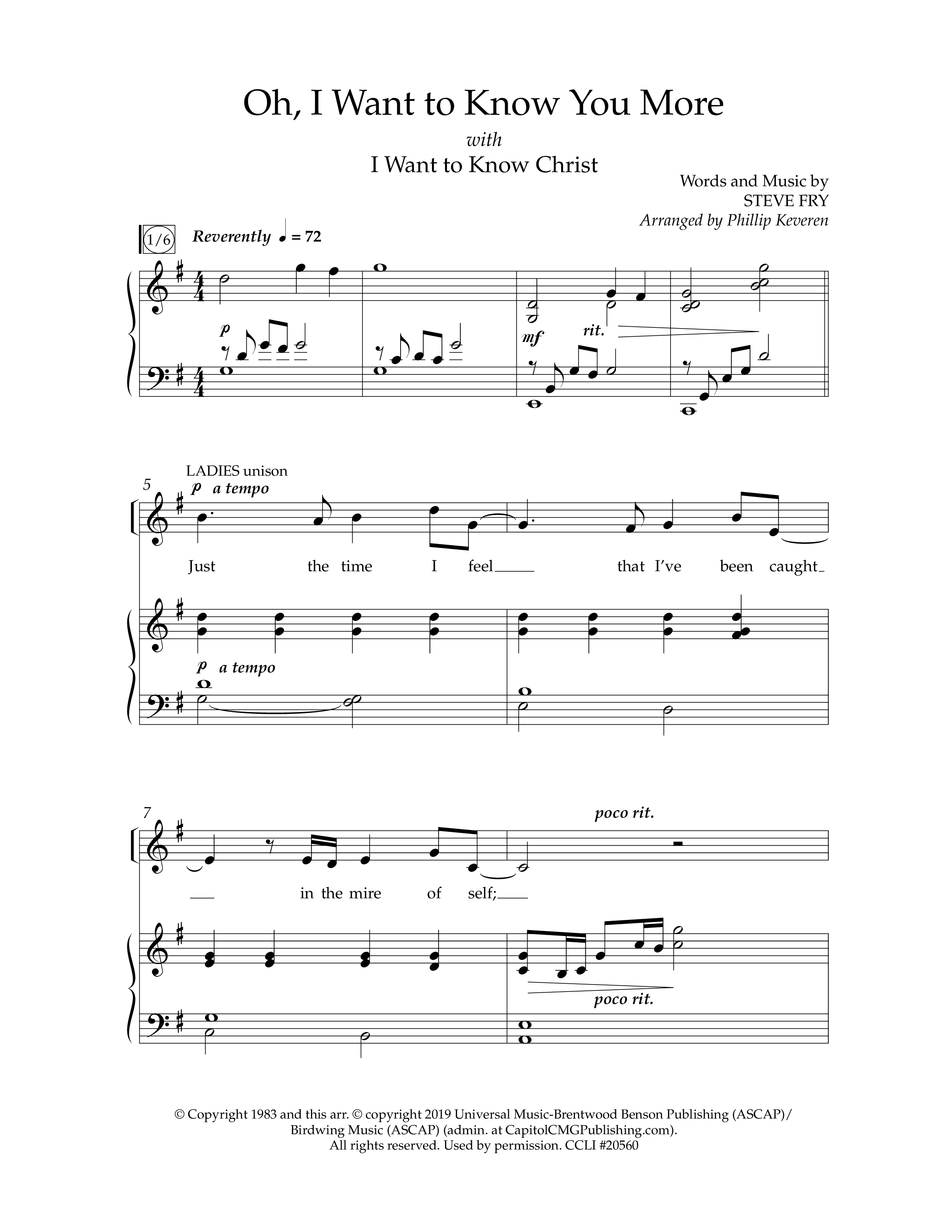 Oh I Want To Know You More with I Want To Know Christ (Choral Anthem SATB) Anthem (SATB/Piano) (Lifeway Choral / Arr. Phillip Keveren)
