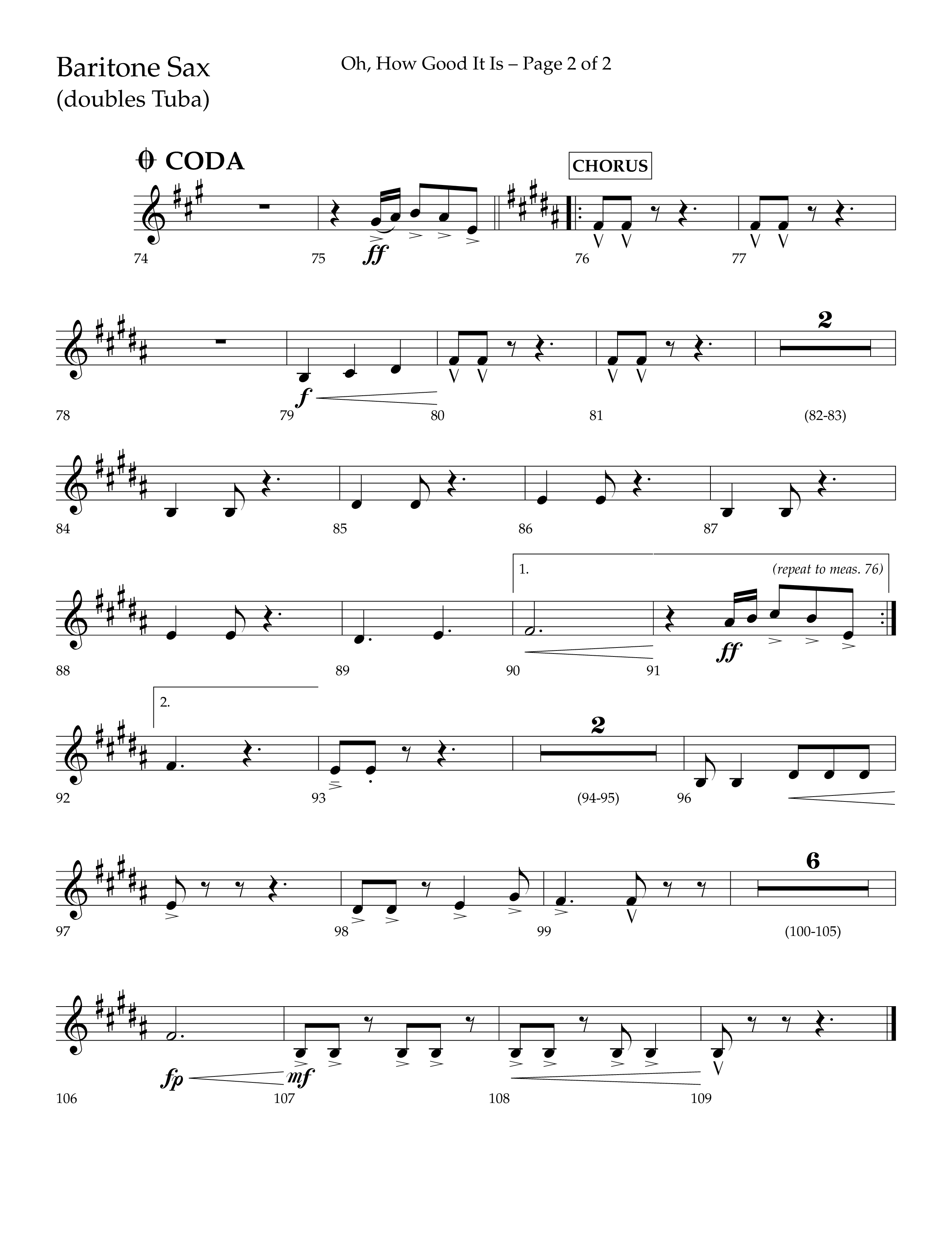 Oh How Good It Is (Choral Anthem SATB) Bari Sax (Lifeway Choral / Arr. David Hamilton)