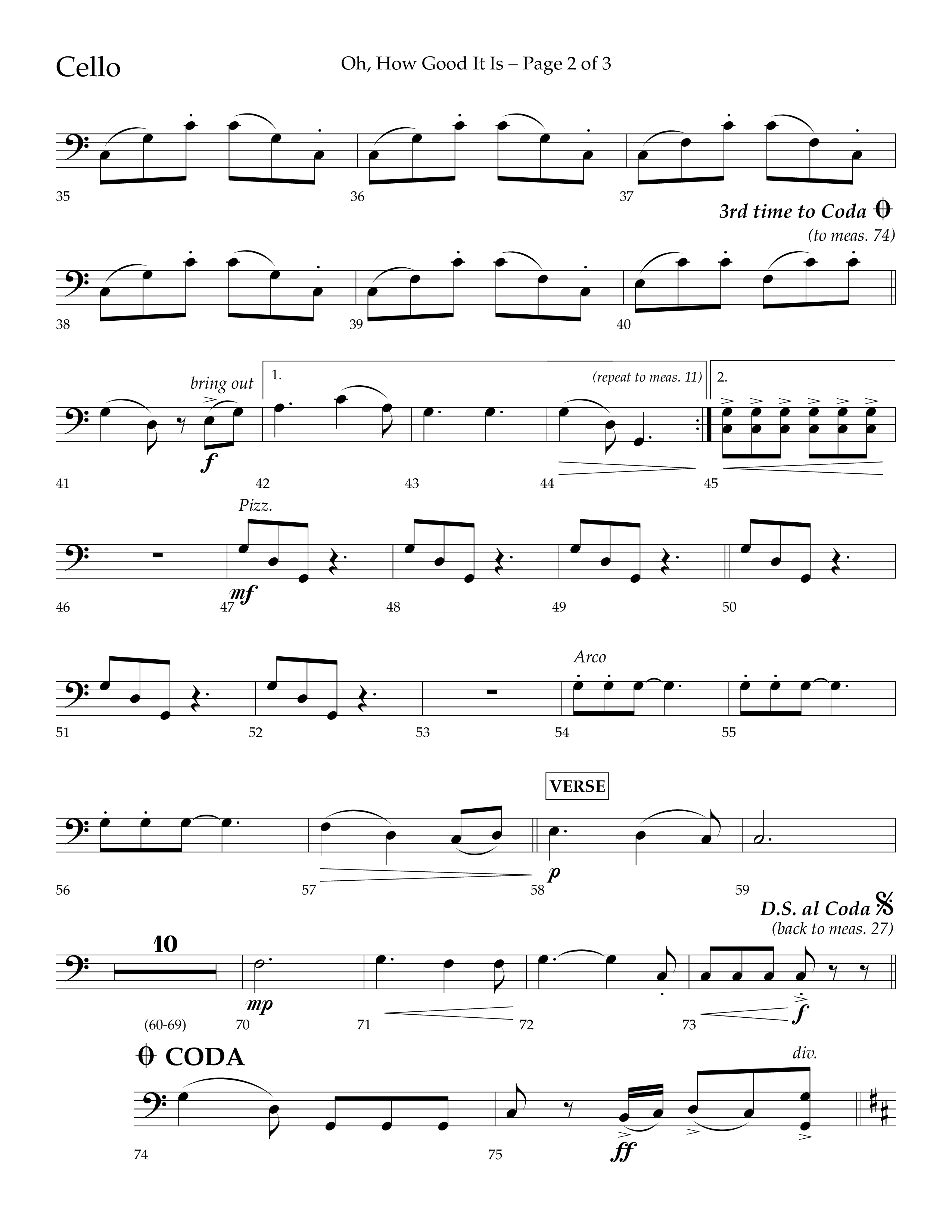 Oh How Good It Is (Choral Anthem SATB) Cello (Lifeway Choral / Arr. David Hamilton)