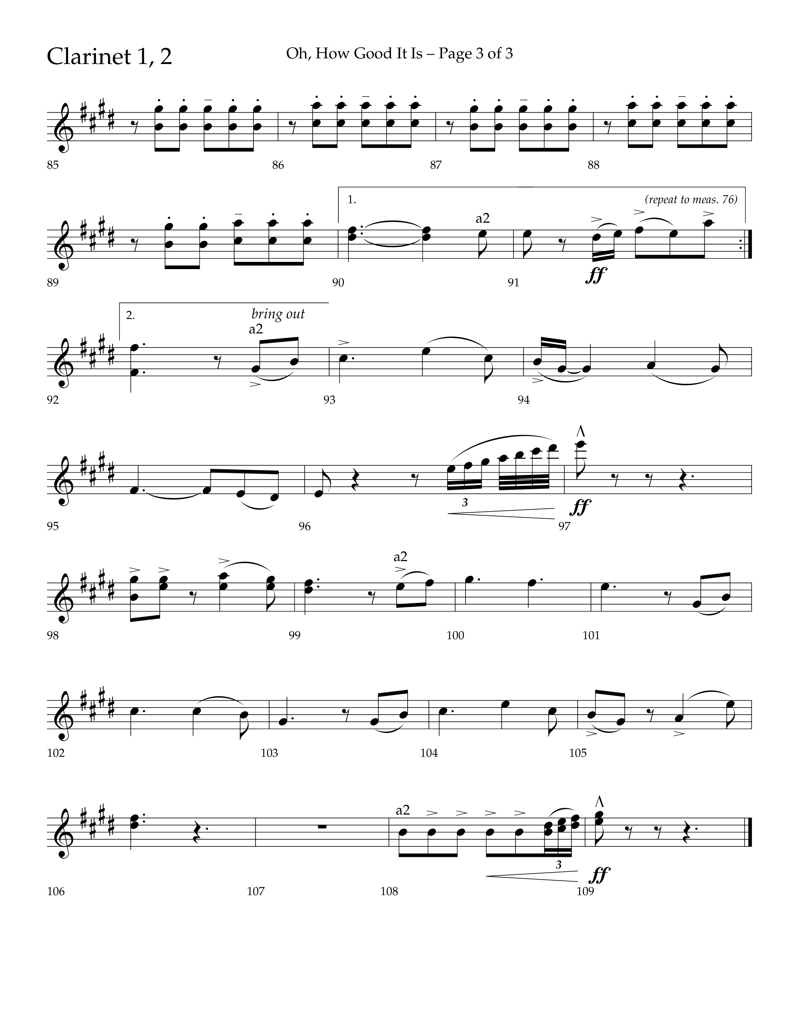 Oh How Good It Is (Choral Anthem SATB) Clarinet 1/2 (Lifeway Choral / Arr. David Hamilton)