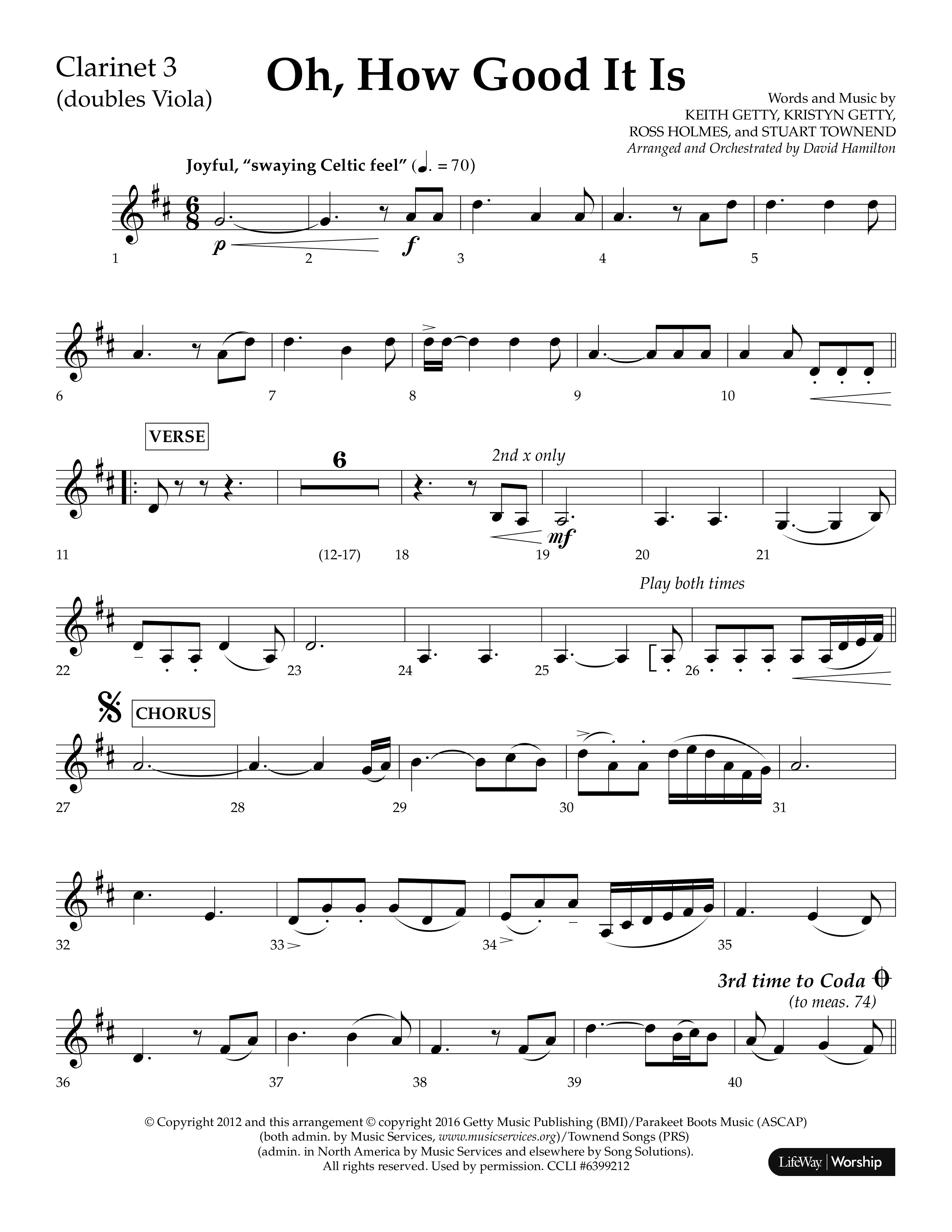 Oh How Good It Is (Choral Anthem SATB) Clarinet 3 (Lifeway Choral / Arr. David Hamilton)