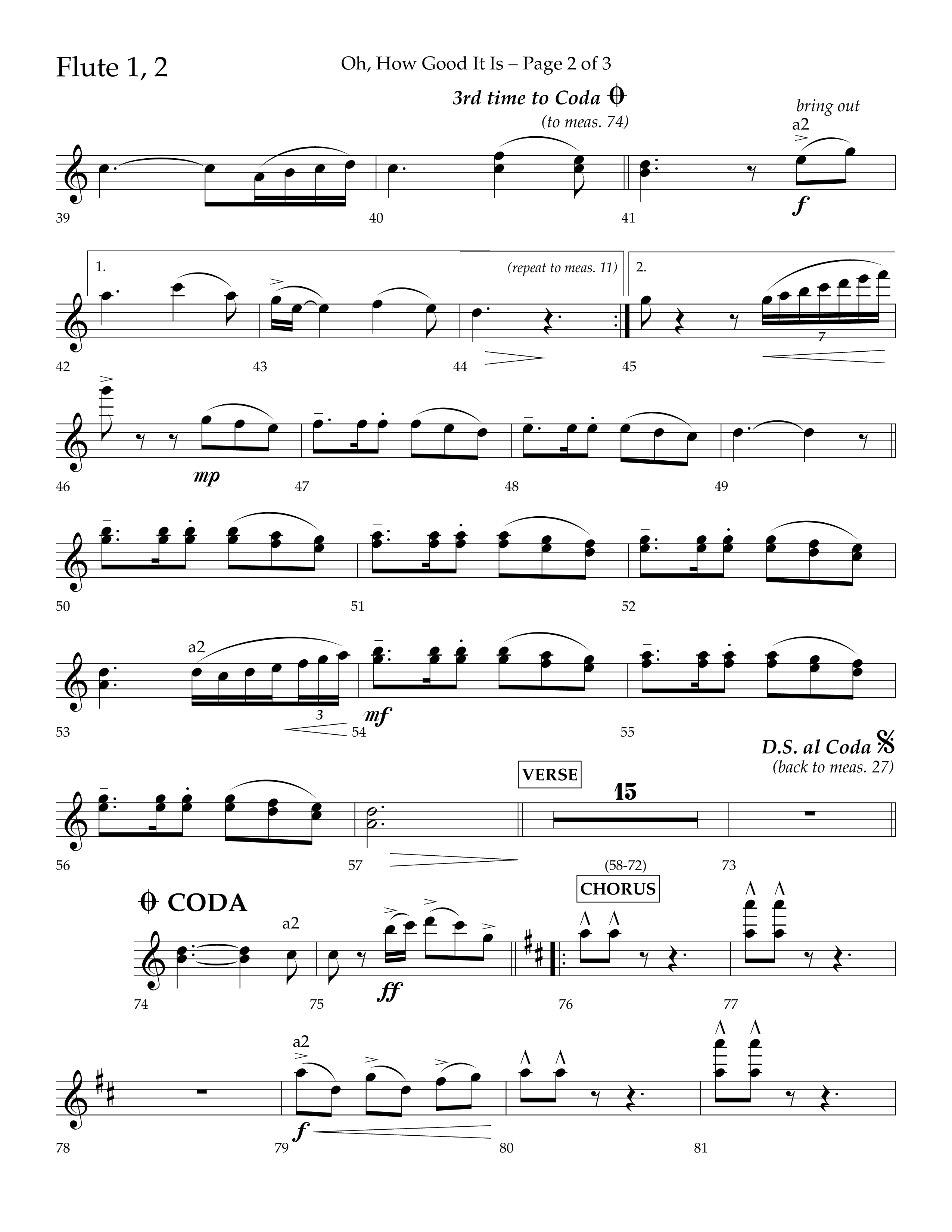 Oh How Good It Is (Choral Anthem SATB) Flute 1/2 (Lifeway Choral / Arr. David Hamilton)