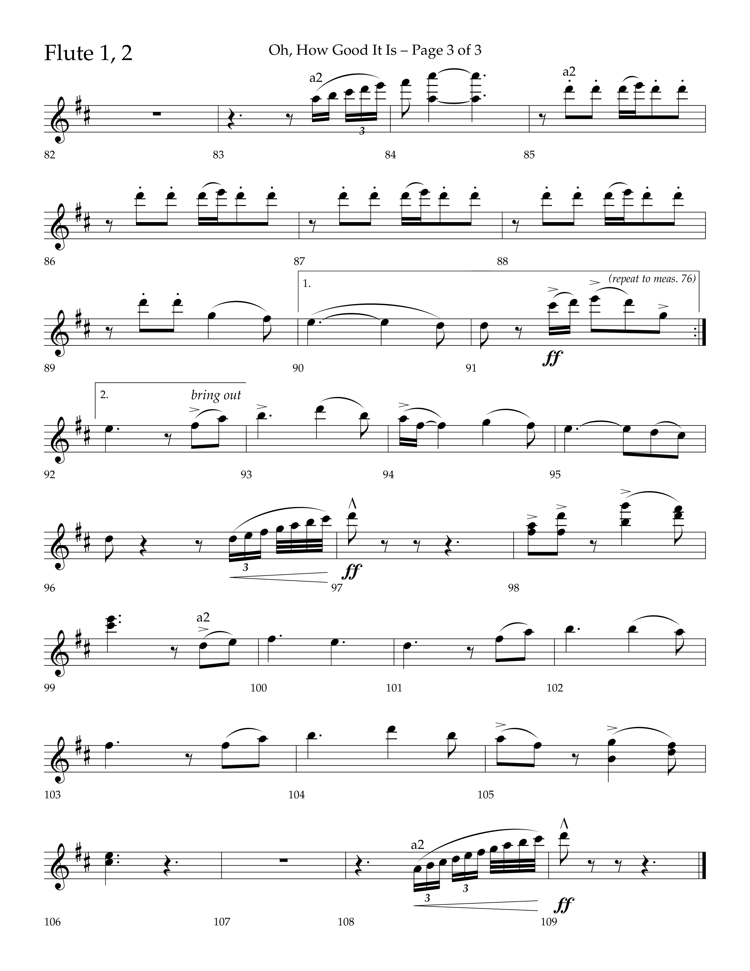 Oh How Good It Is (Choral Anthem SATB) Flute 1/2 (Lifeway Choral / Arr. David Hamilton)