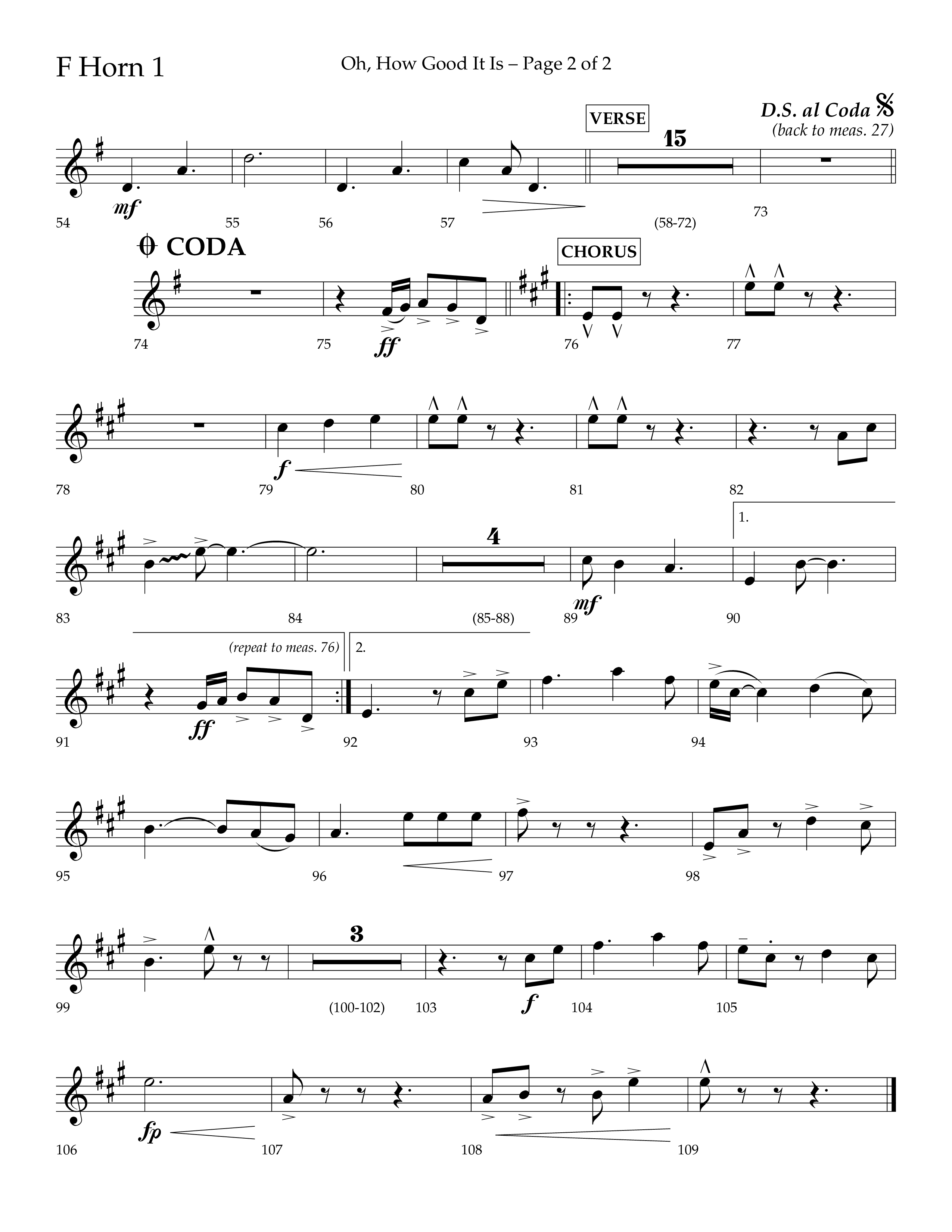 Oh How Good It Is (Choral Anthem SATB) French Horn (Lifeway Choral / Arr. David Hamilton)
