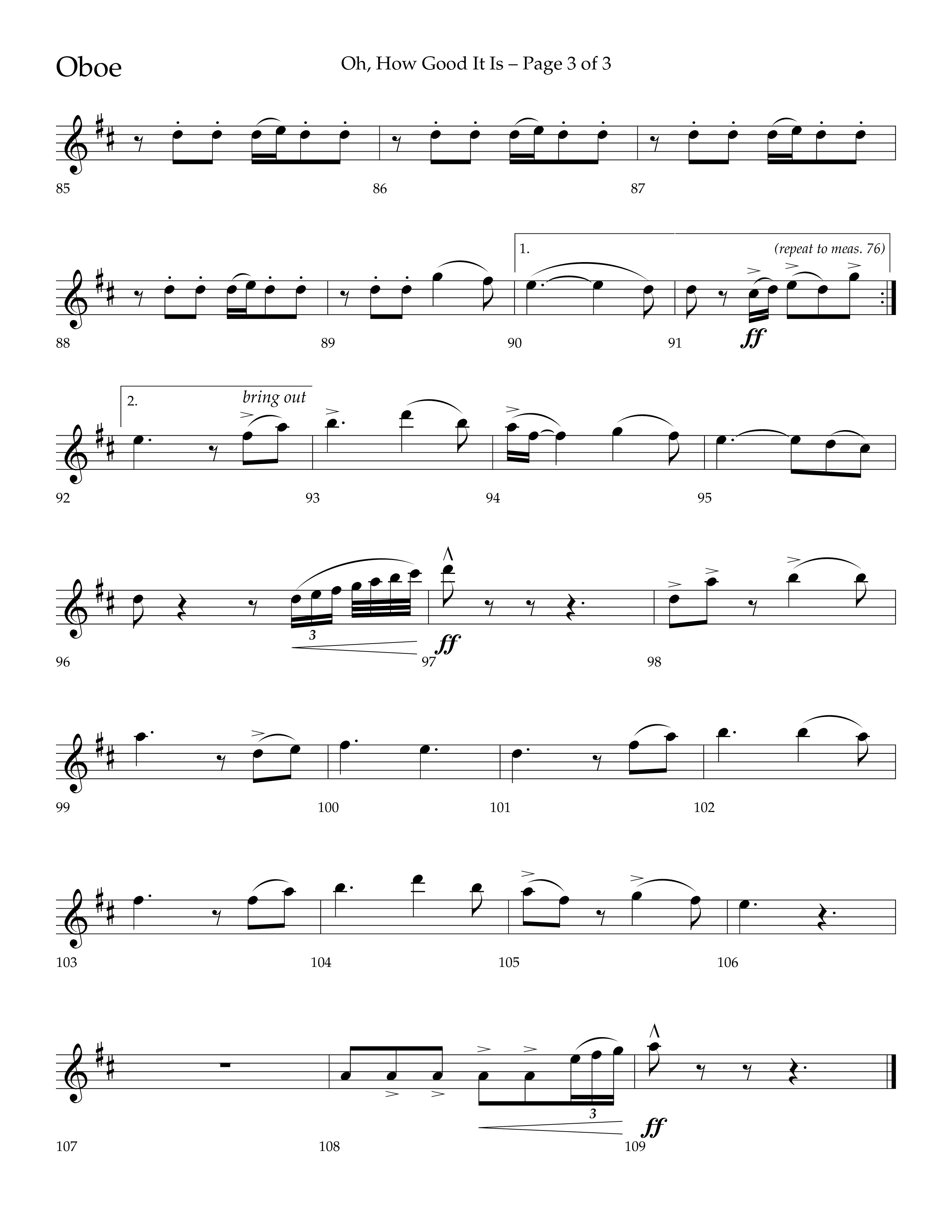 Oh How Good It Is (Choral Anthem SATB) Oboe (Lifeway Choral / Arr. David Hamilton)