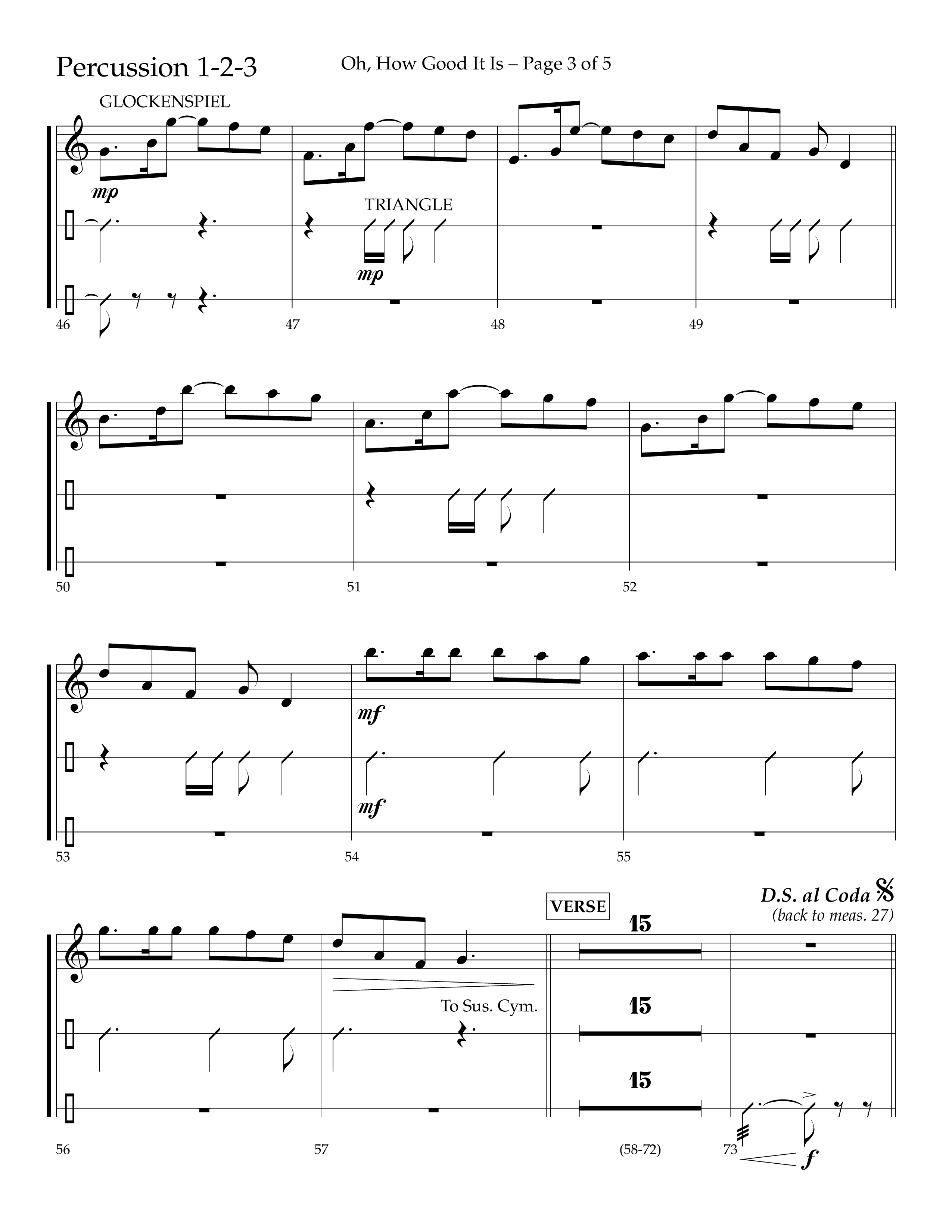 Oh How Good It Is (Choral Anthem SATB) Percussion 1/2 (Lifeway Choral / Arr. David Hamilton)